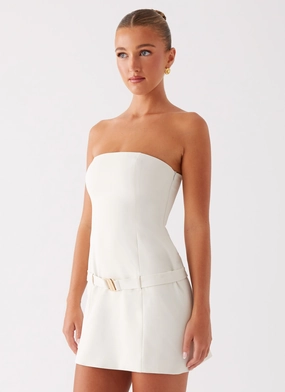 Classic Appeal Drapey Fabric Lume Strapless Mini Dress - Ivory