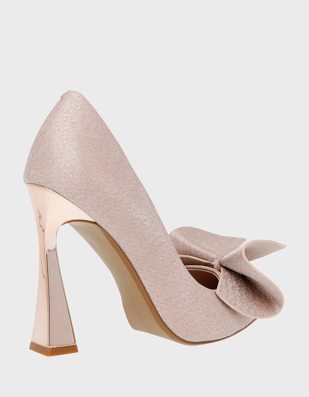 Open Toe Heels Comfortable Heel Betsy Johnson Nobble Bow Sparkle Pump in Champagne