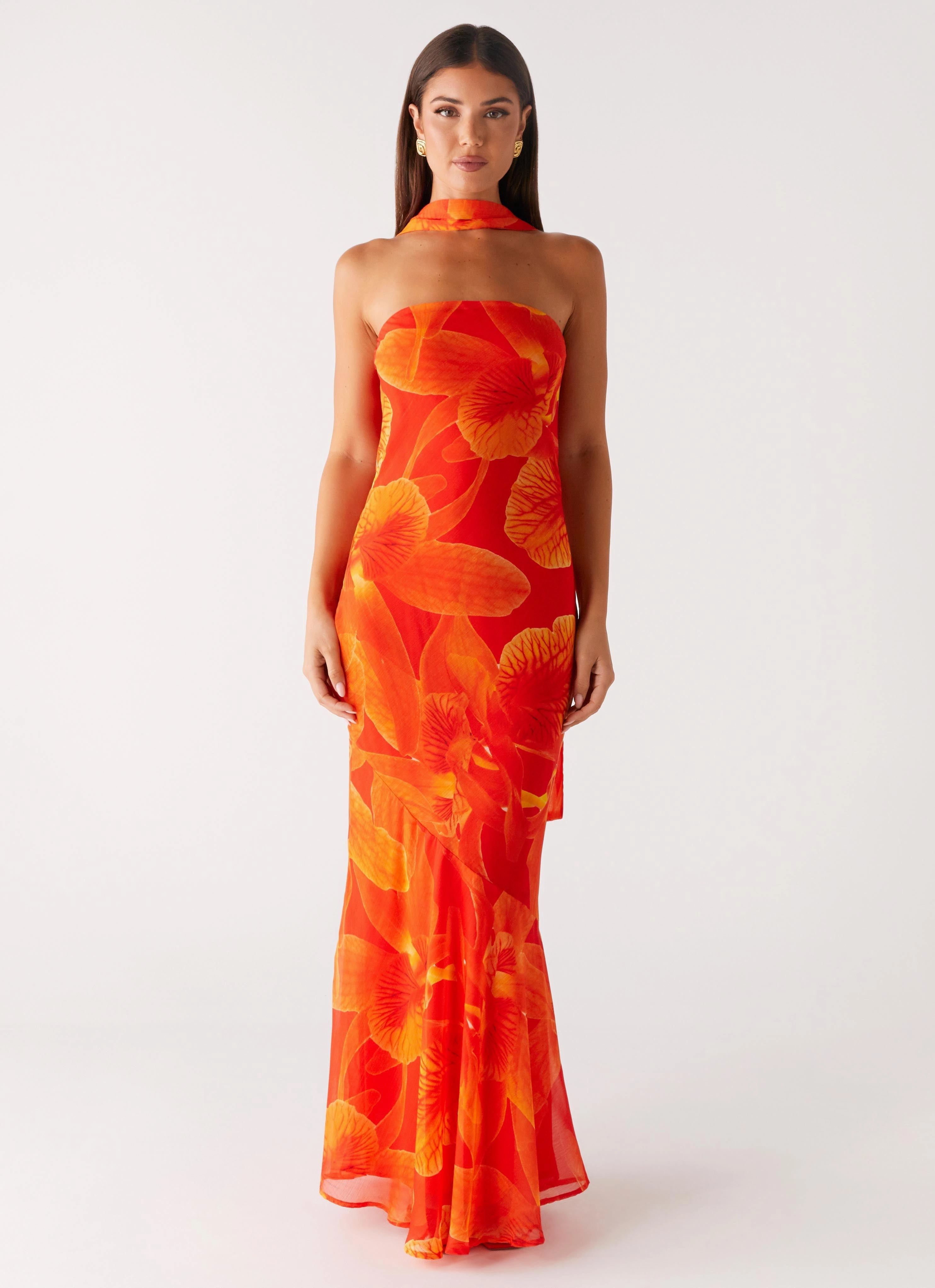 Relaxed Wear Style focused Under The Pagoda Maxi Dress - Orange Floral