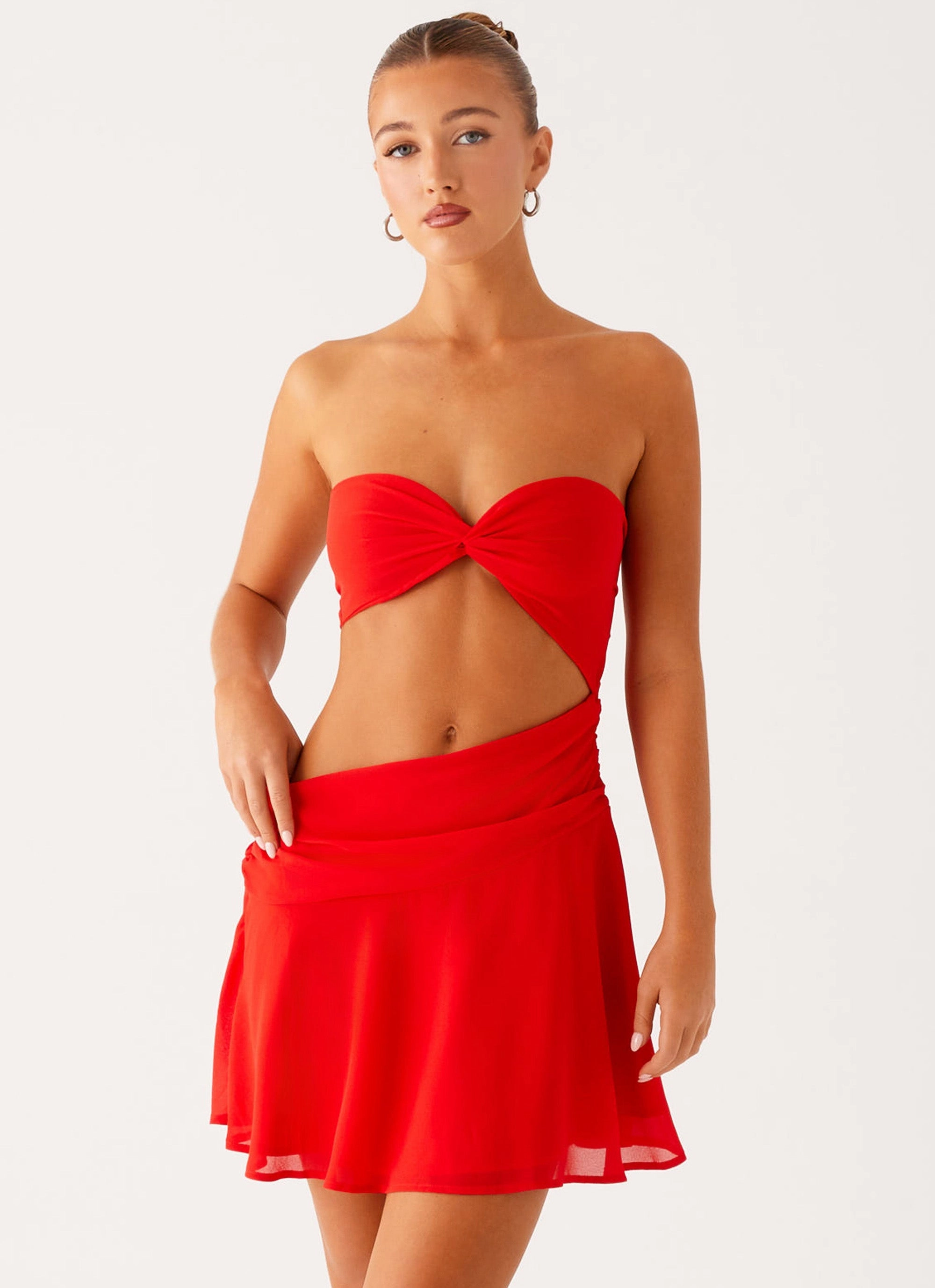 Marbella Mini Dress - Red loose silhouette