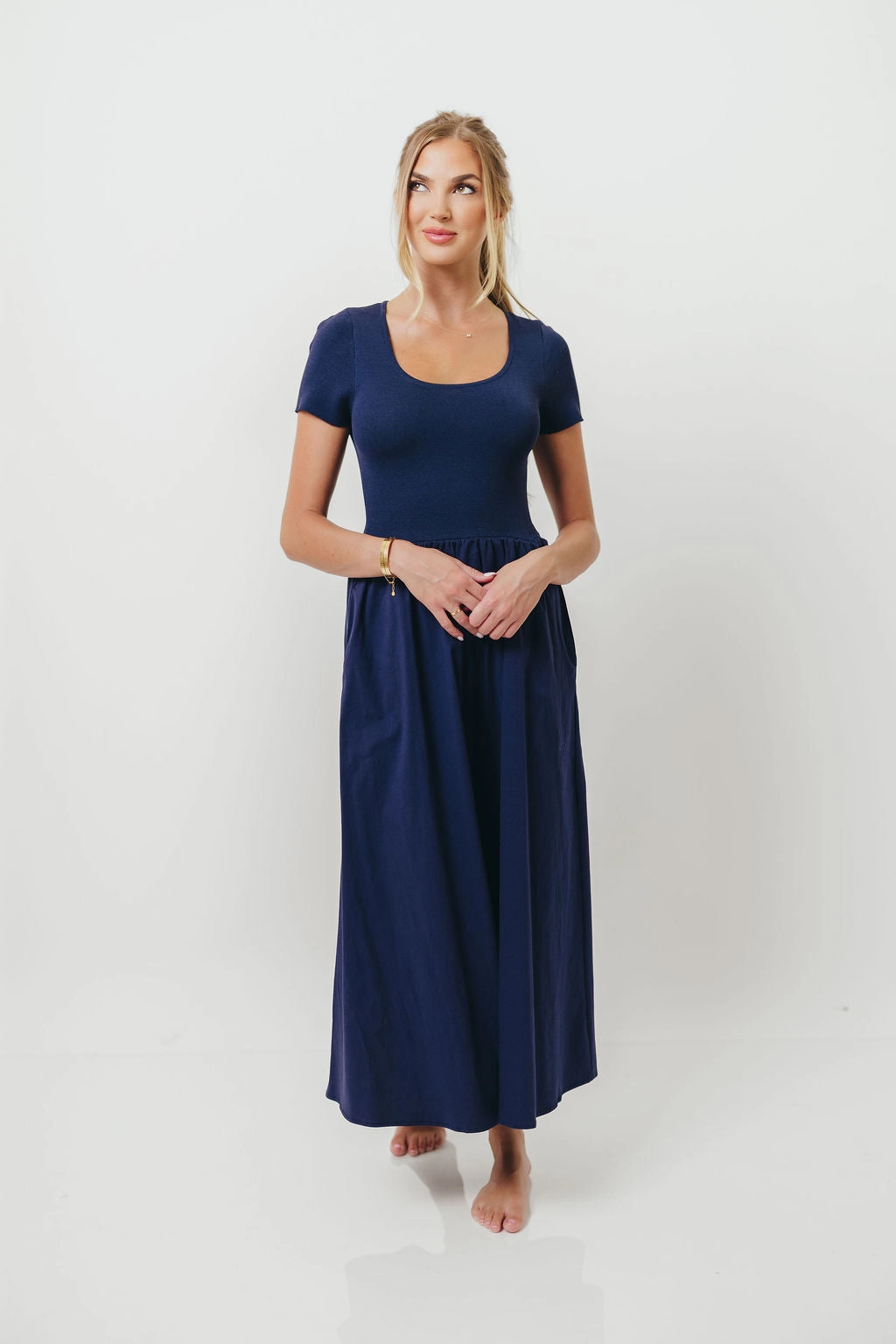 Lynette Maxi Dress in Navy Travel Edge