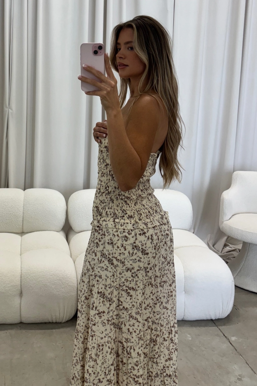 Work Appropriate Lyra Maxi Dress in Cream