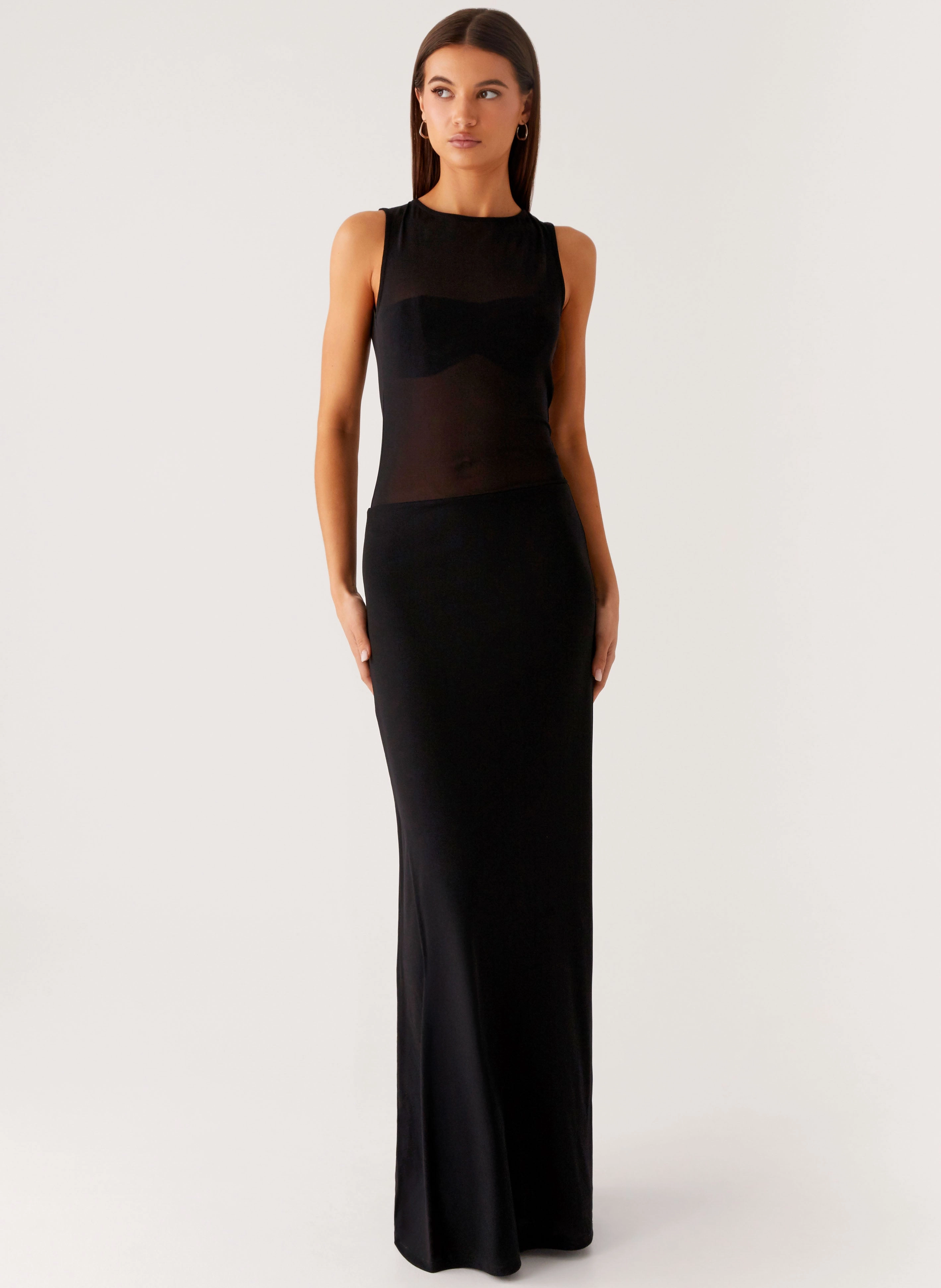 lyria Mesh Maxi Dress - Black Sunset Hour Bold Patterns