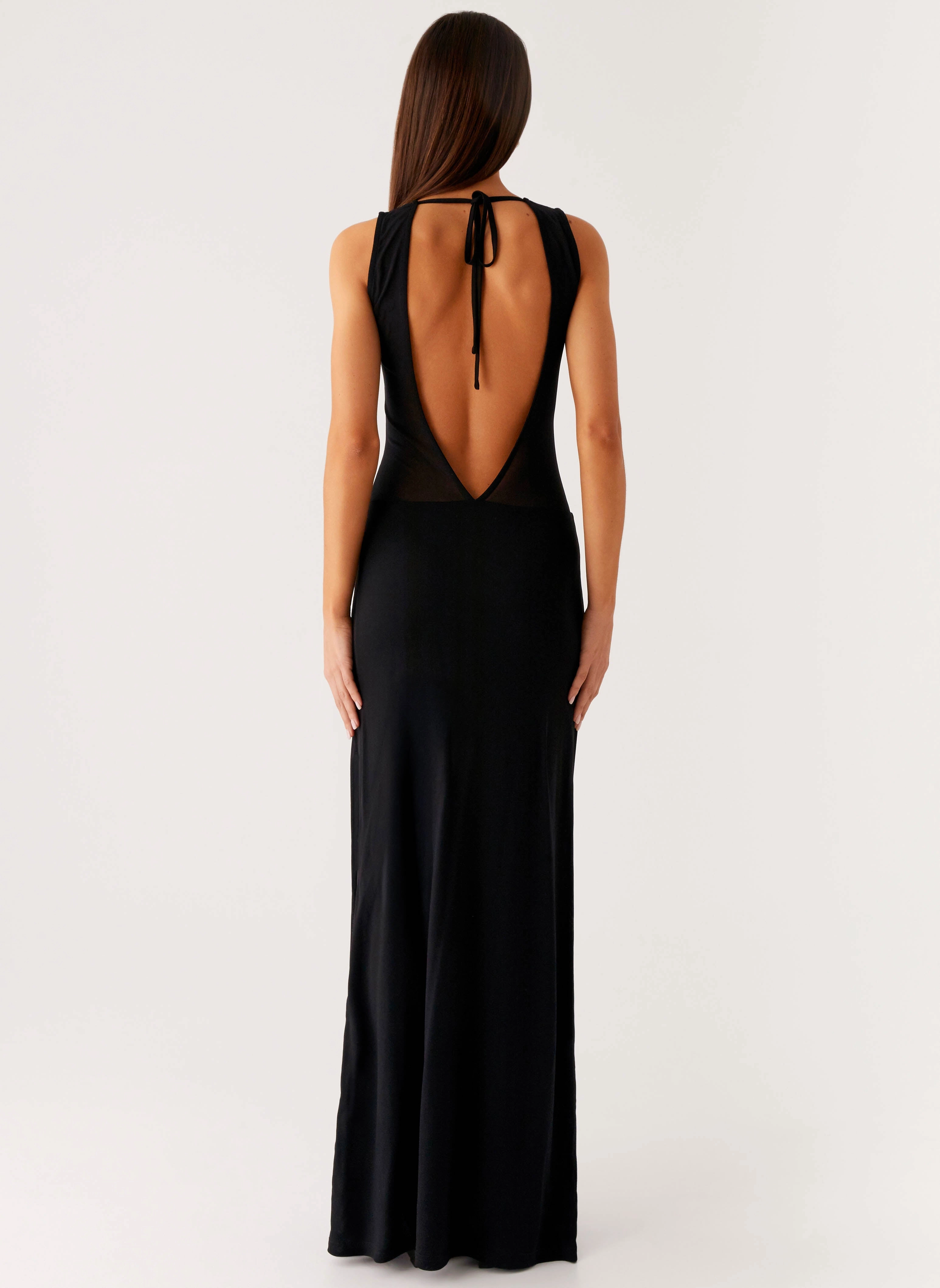 lyria Mesh Maxi Dress - Black Date Vibe