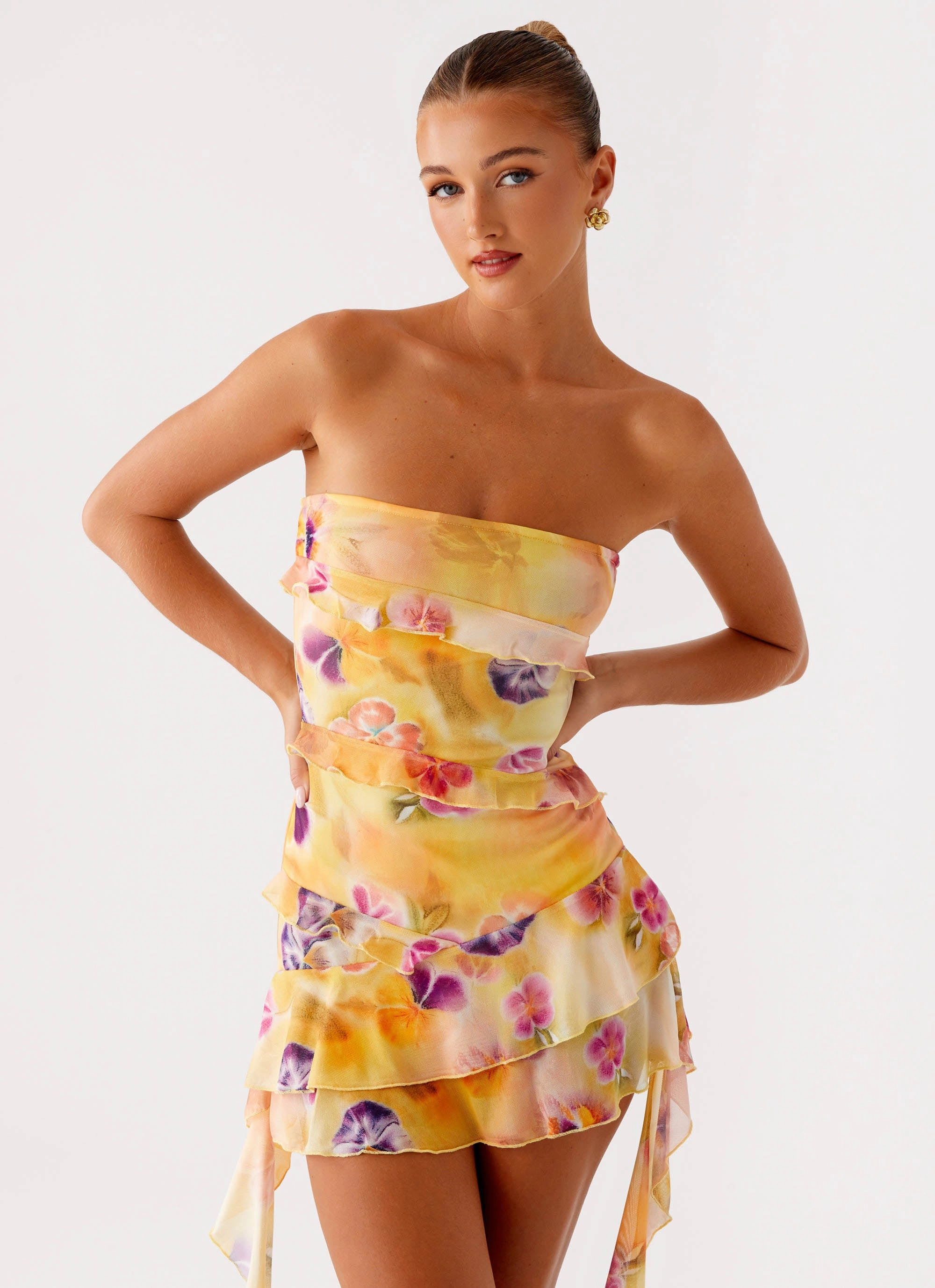 Easy Lovely Romantic Bloom Macey Mini Dress - Sunburst Floral