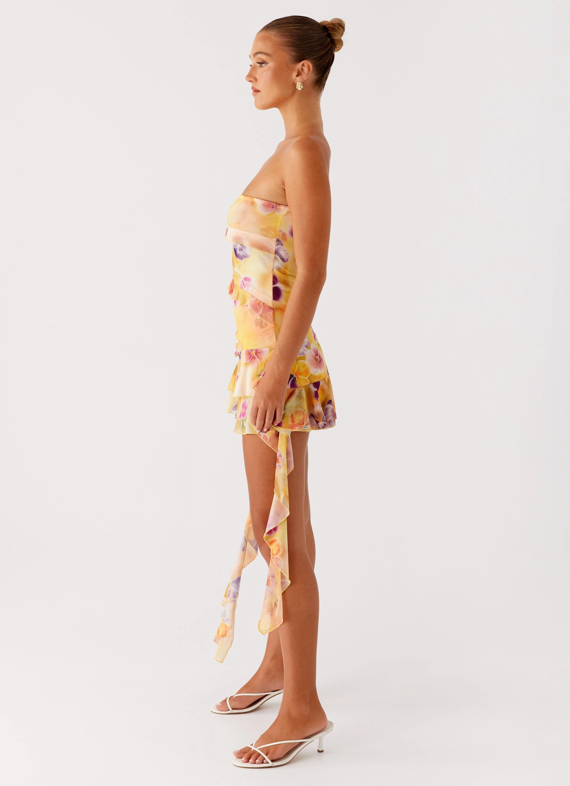 Macey Mini Dress - Sunburst Floral Retro Detail Stylish Mood