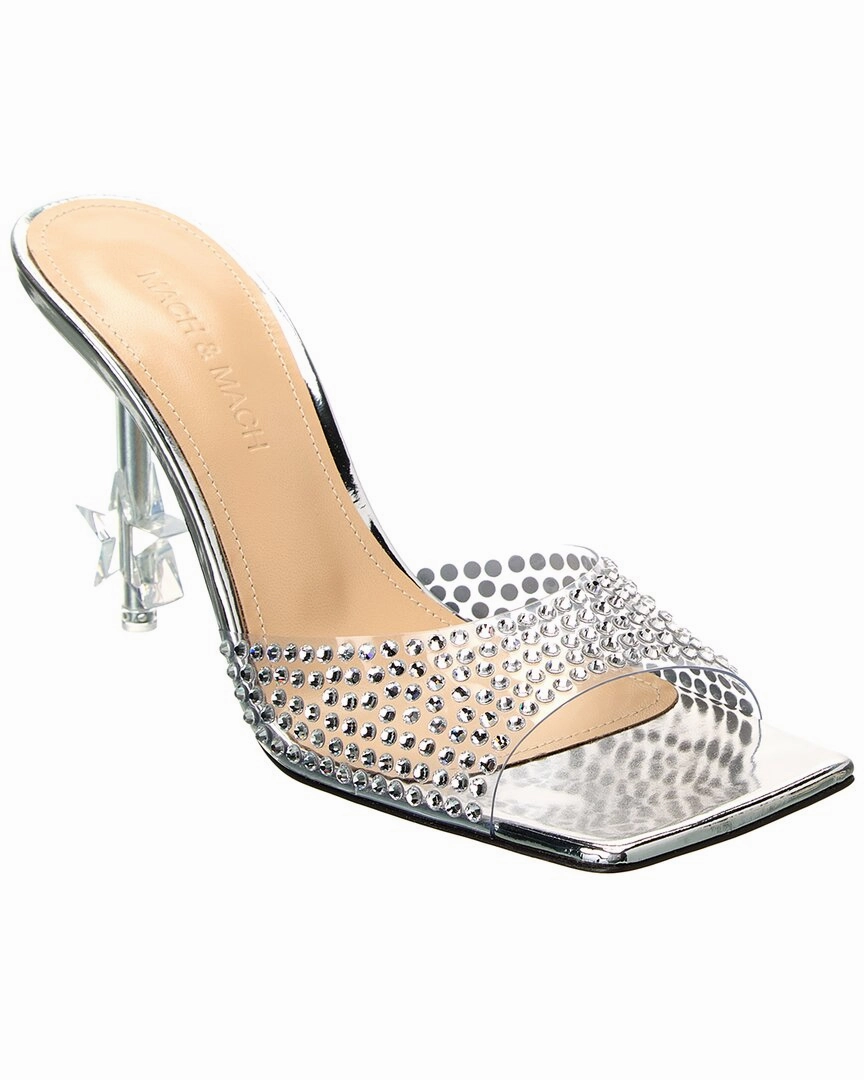Cozy Slip Shoes Mach & Mach Crystal-Embellished Star Vinyl & Leather Mule