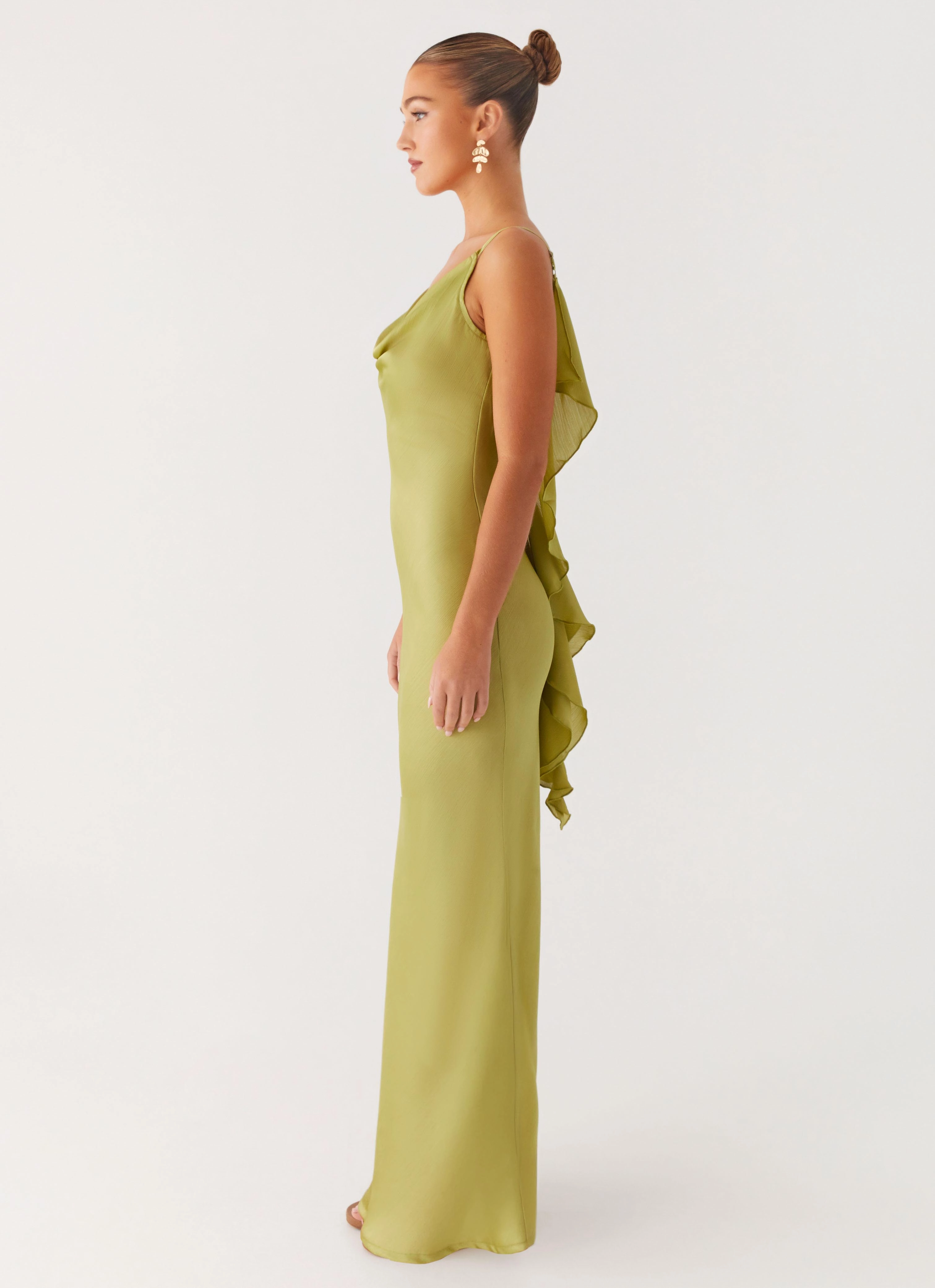 Jade Escape Maxi Dress - Lime Draped Silhouette french chic