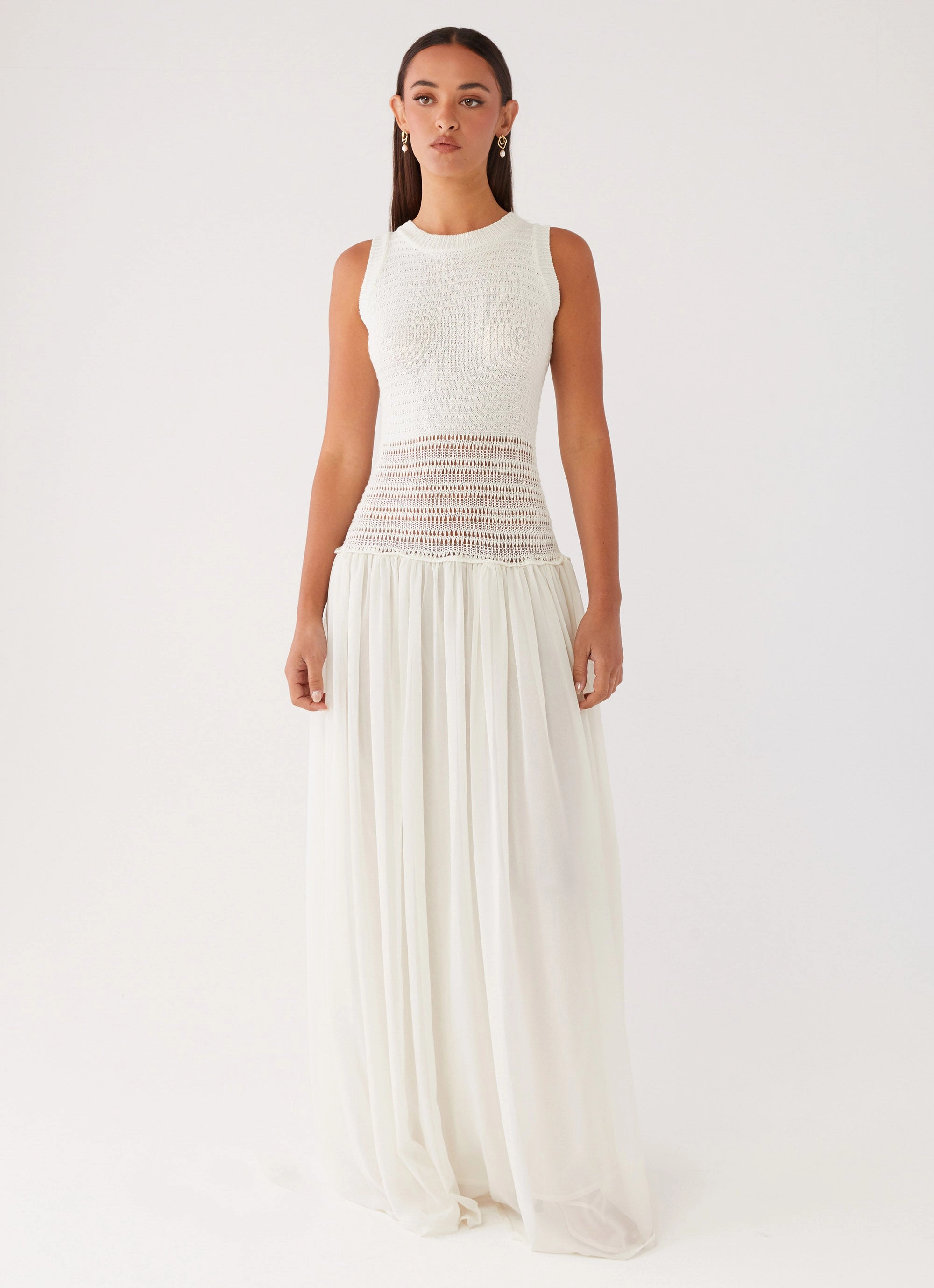 Off Grid Crochet Maxi Dress - White Light and Comfortable Wear Clean Touch