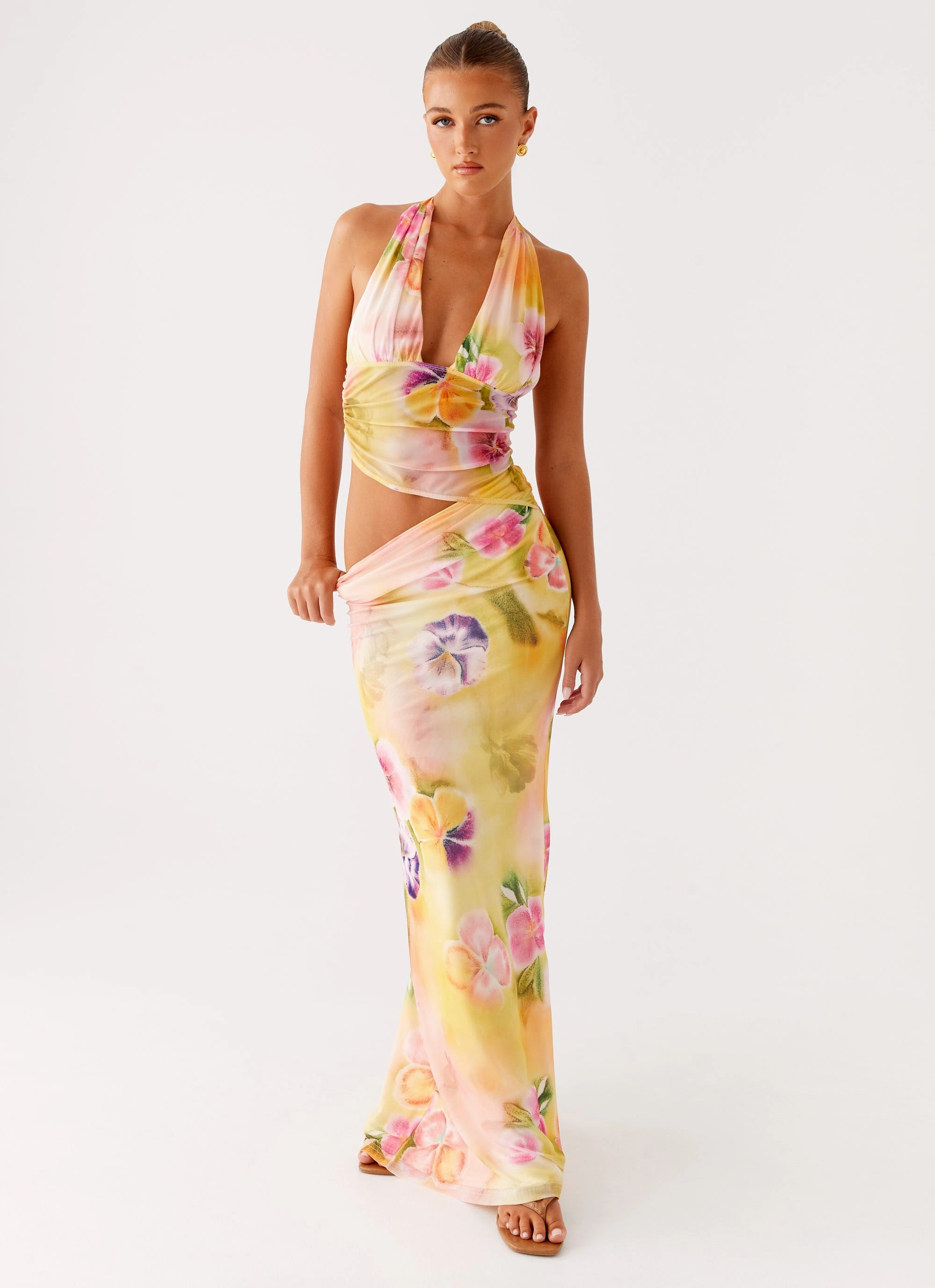 Family Glow Main Act Halter Maxi Dress - Sunburst Floral