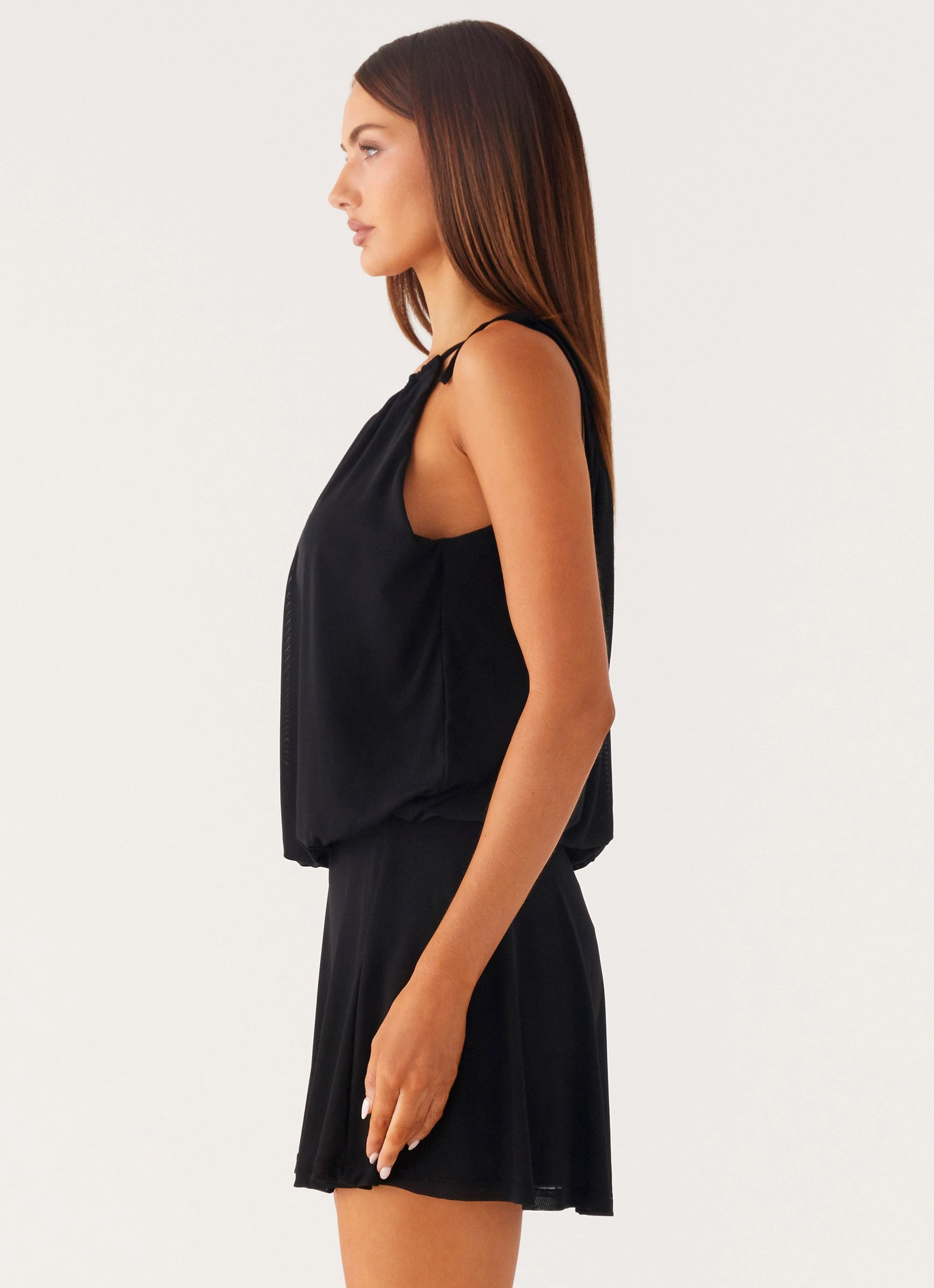 Makes Sense Mini Dress - Black Body Flow Vibrant Look