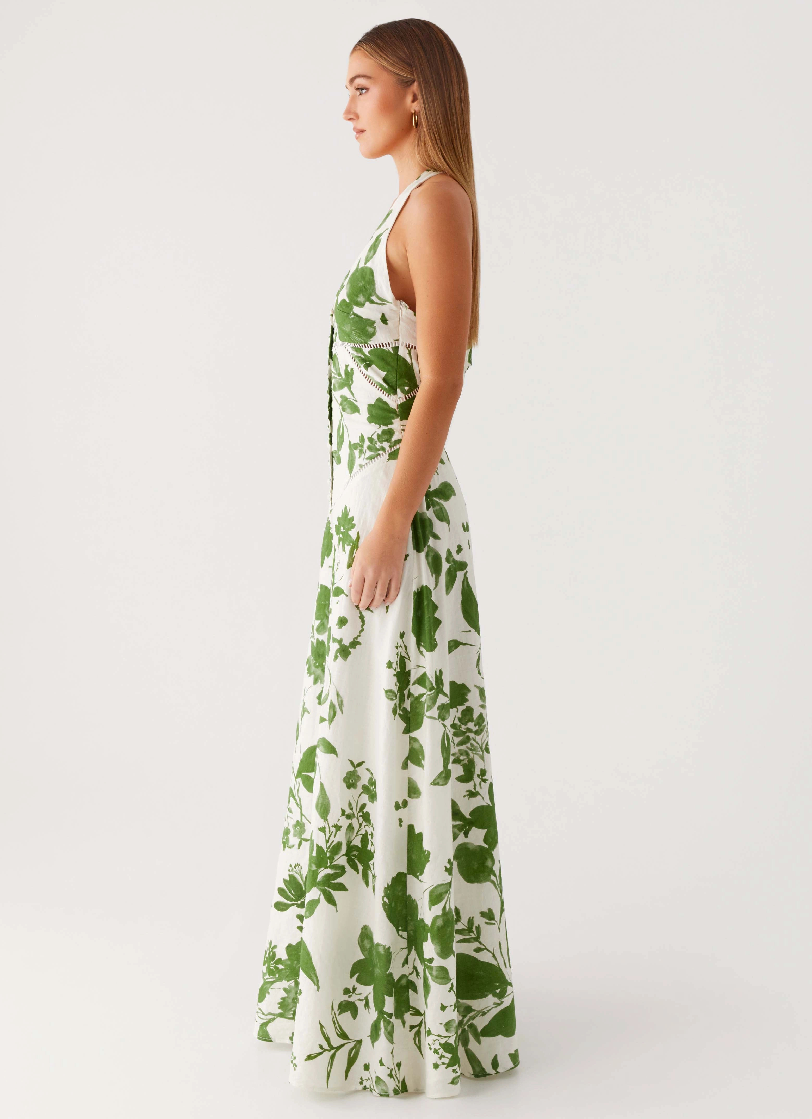 Ember Valley Maxi Dress - Verdant Bloom Subtle Motion Bold Elegance