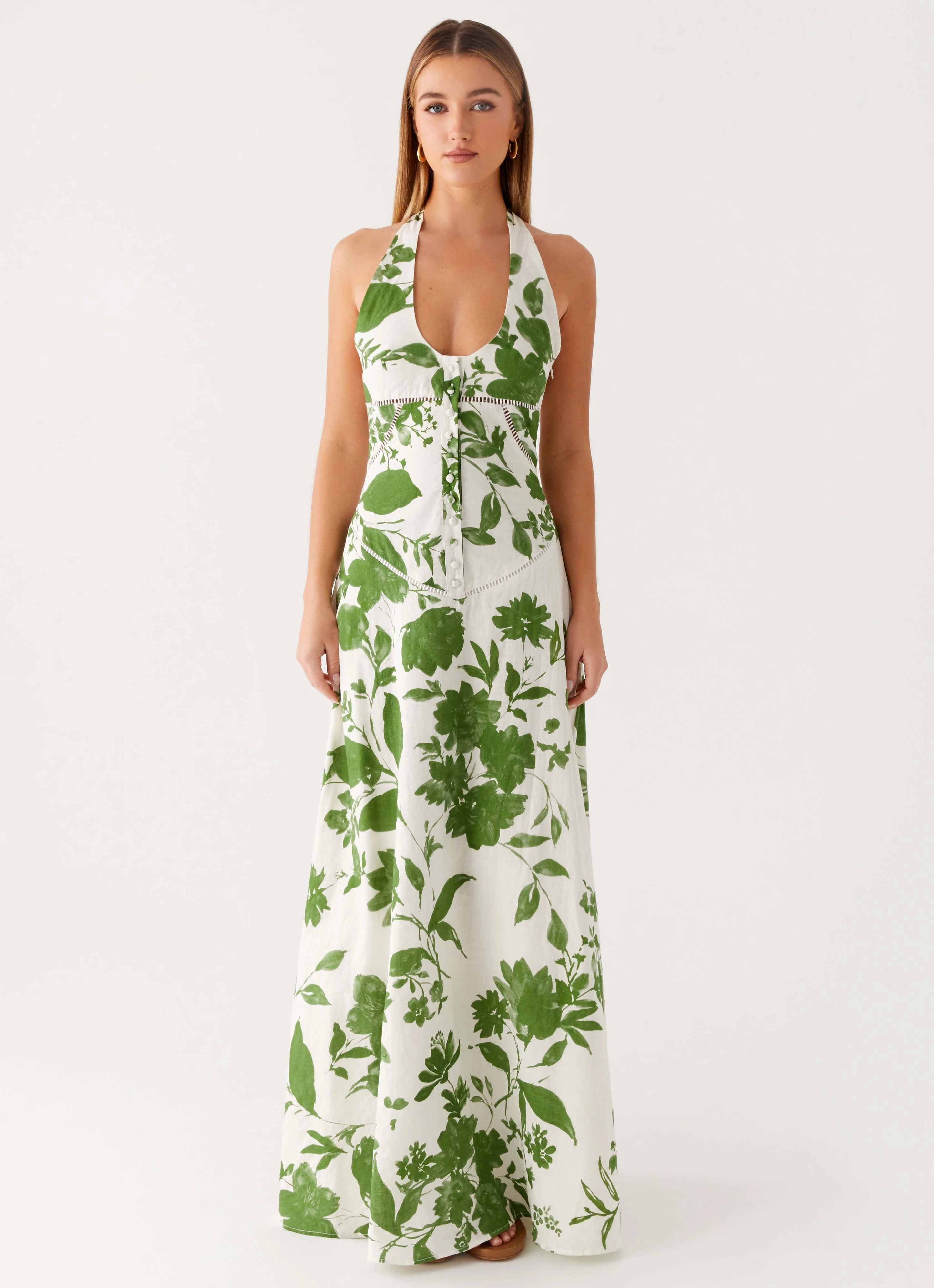 Ember Valley Maxi Dress - Verdant Bloom Euro Ease Fitted Base