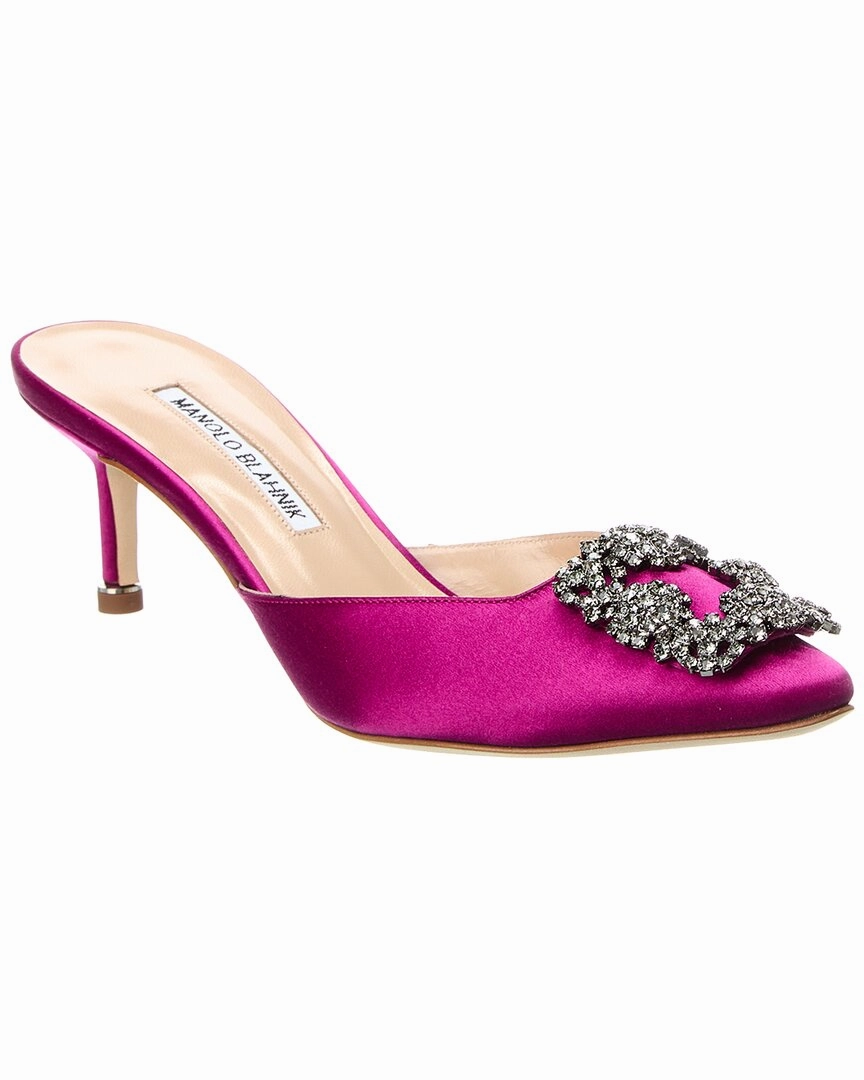 Manolo Blahnik Hangisimu 50 Satin Mule Flexible Construction User-Friendly