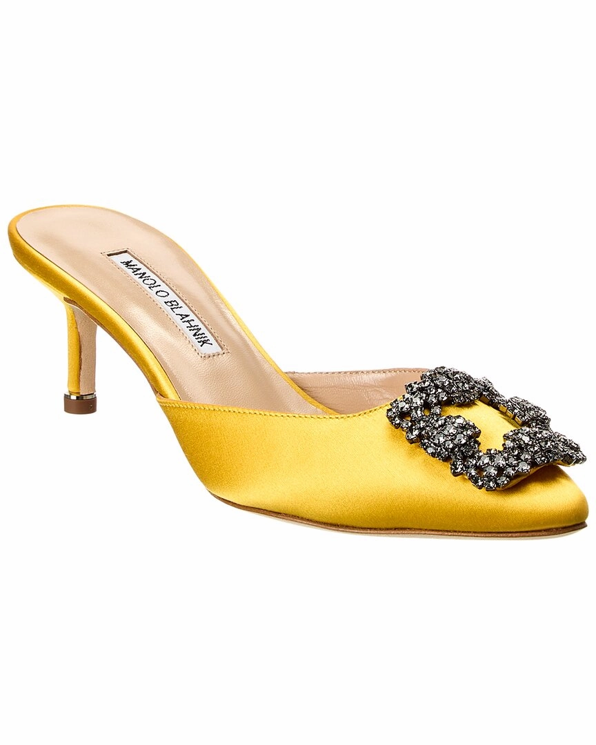 Manolo Blahnik Hangisimu 50 Satin Mule Beach Slip Comfort Quick Release