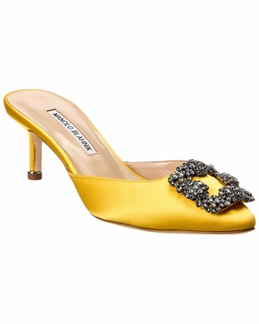 Manolo Blahnik Hangisimu 50 Satin Mule Fashionable Design Weekend Ready
