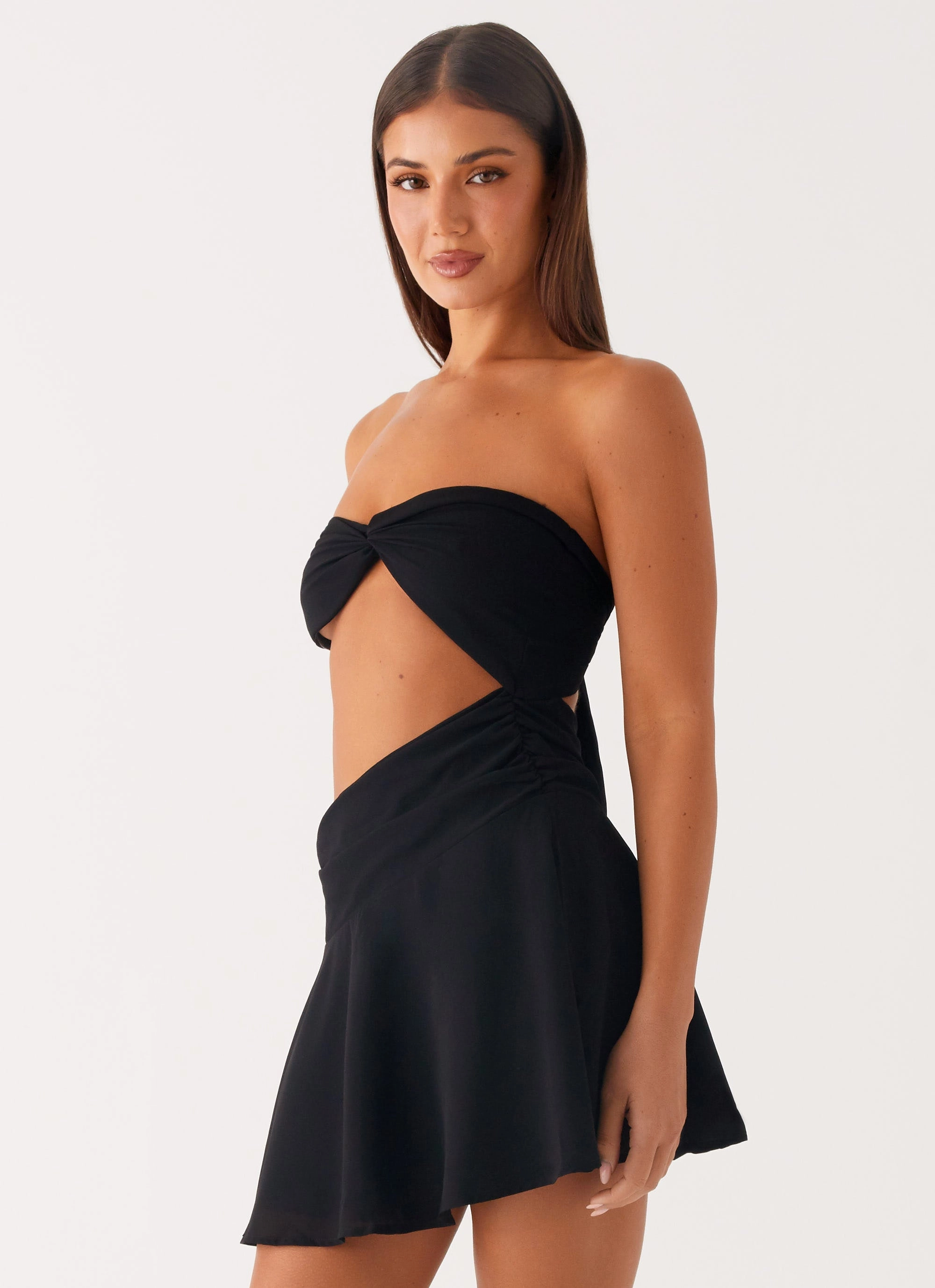 Marbella Mini Dress - Black Silky-Feel
