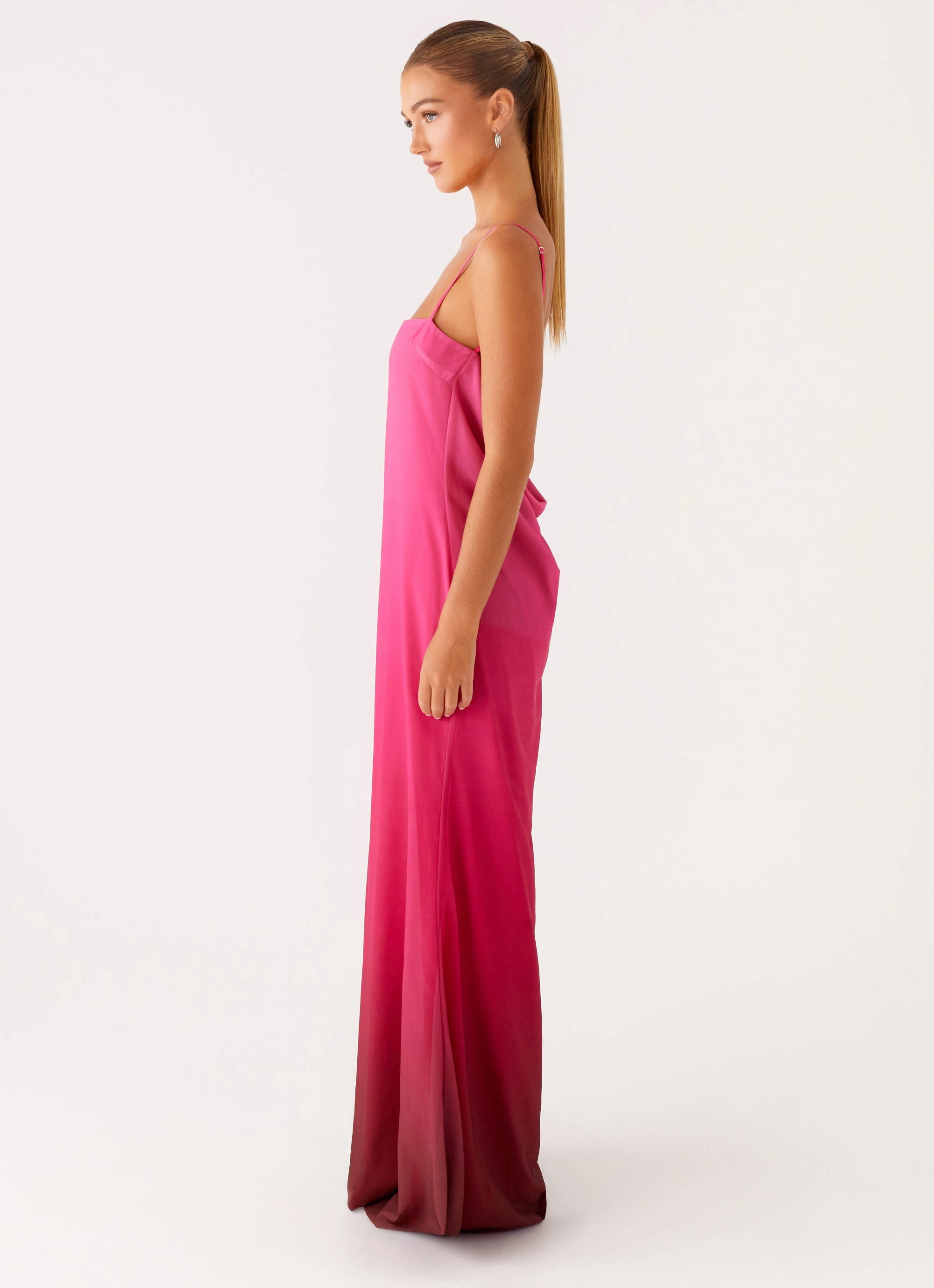 Cocktail Ready Fitted Design Marianne Maxi Dress - Fuchsia Gradient