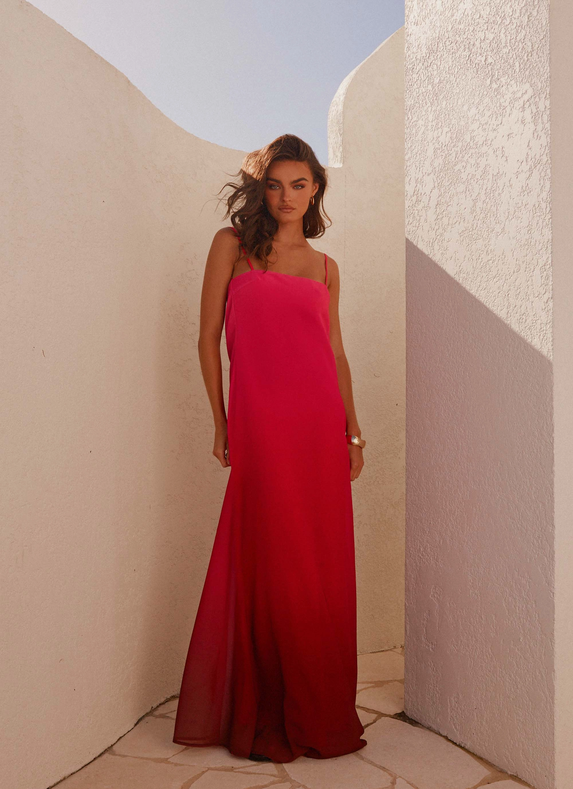 Marianne Maxi Dress - Fuchsia Gradient Polished Motion Winter Proof
