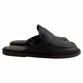 Marni Loafer Mules in Black Leather Lightweight Material