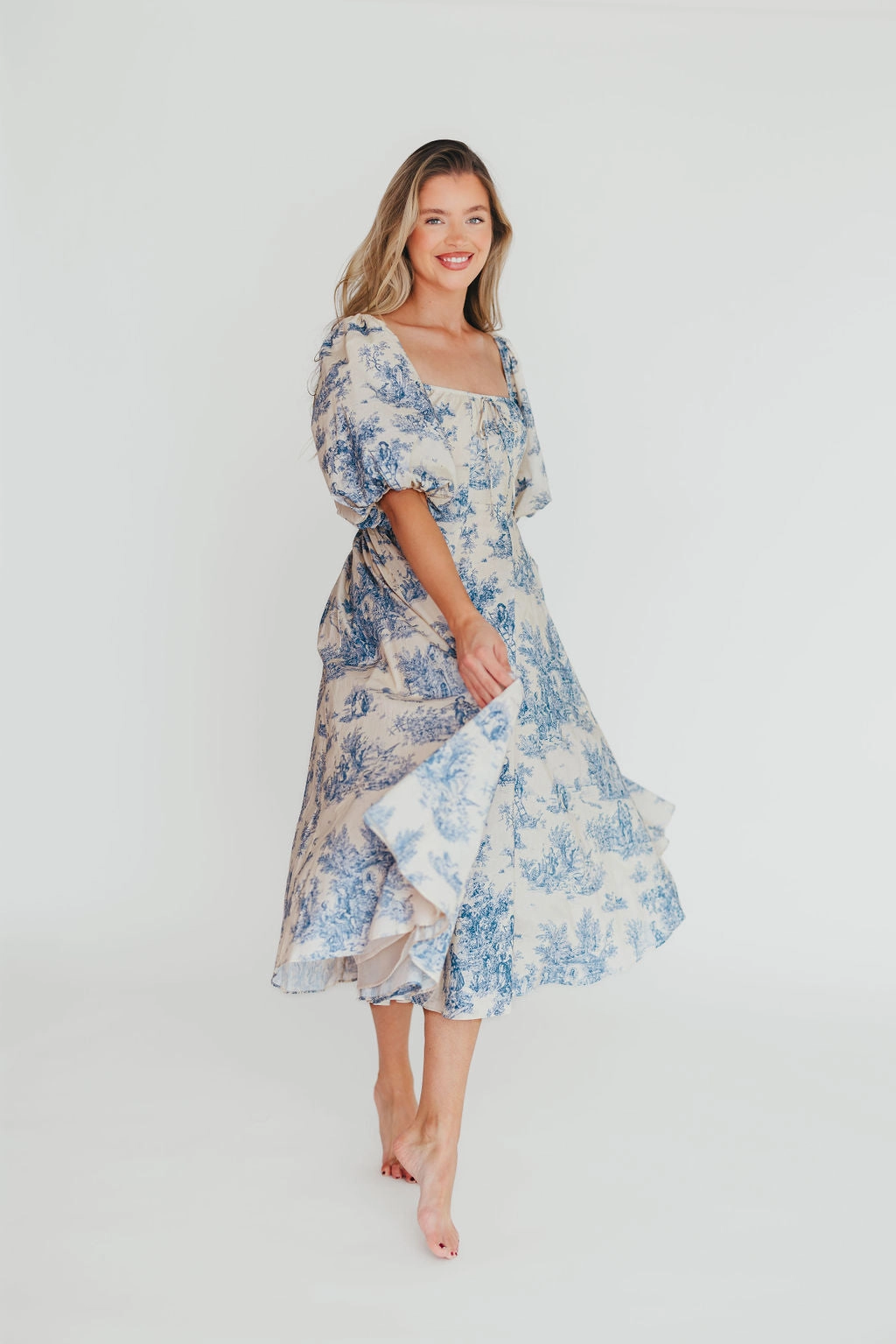 Cozy Energy Elegant Wearable Mary Elizabeth Midi Dress in Blue