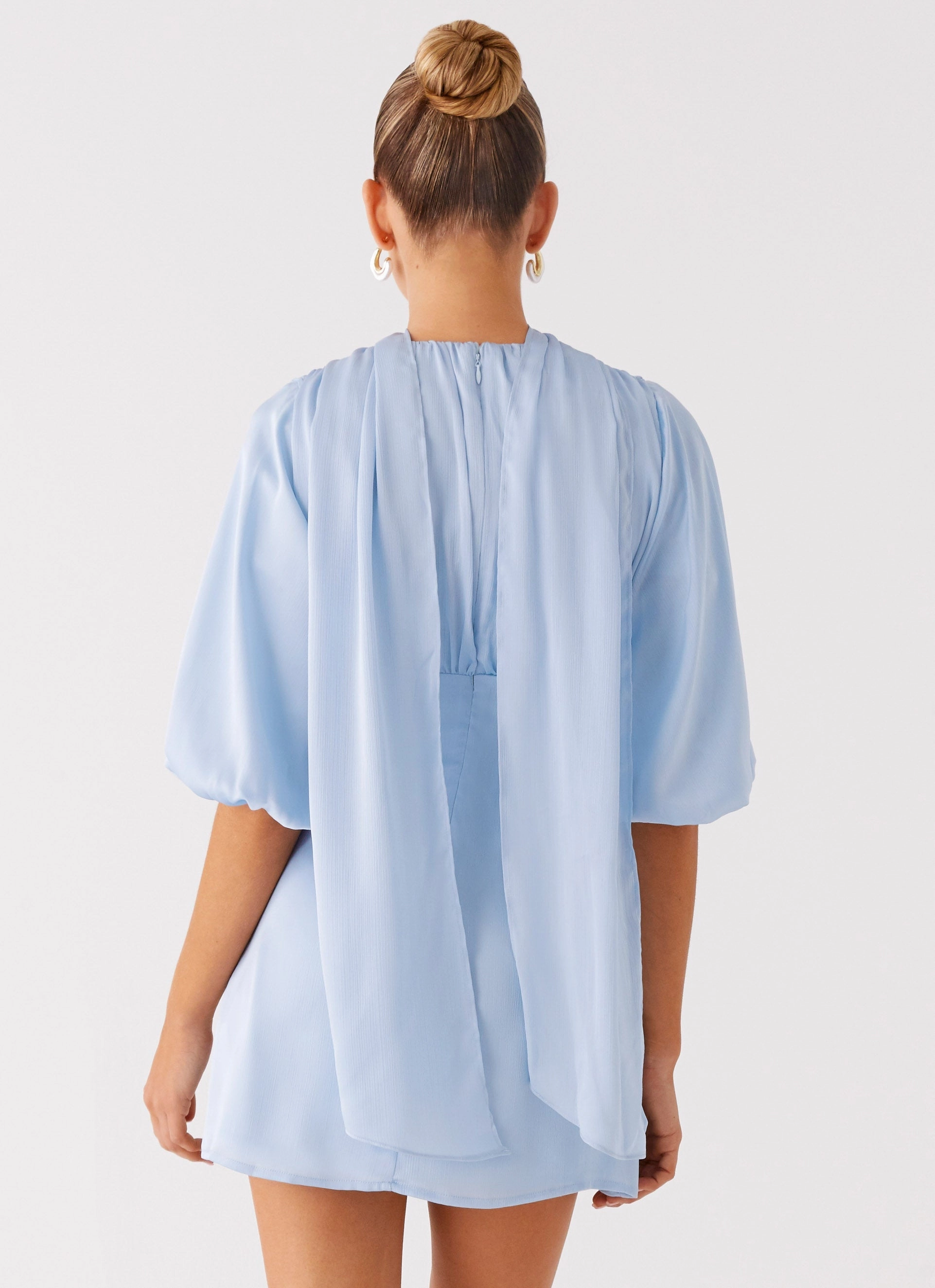 Mary Mini Dress - Blue Relaxed Layer Glossy Detail