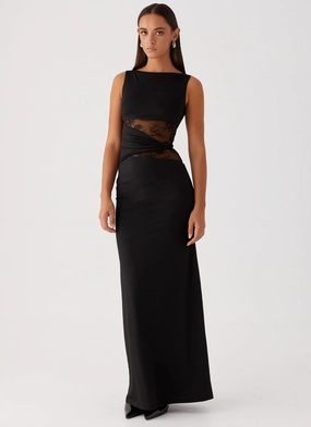 Flowing Lines Karma Maxi Dress - Black