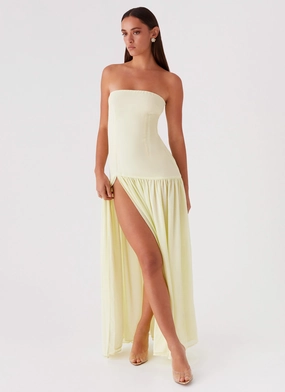 Eden Strapless Maxi Dress - Yellow Relaxed and stylish Statement Mood