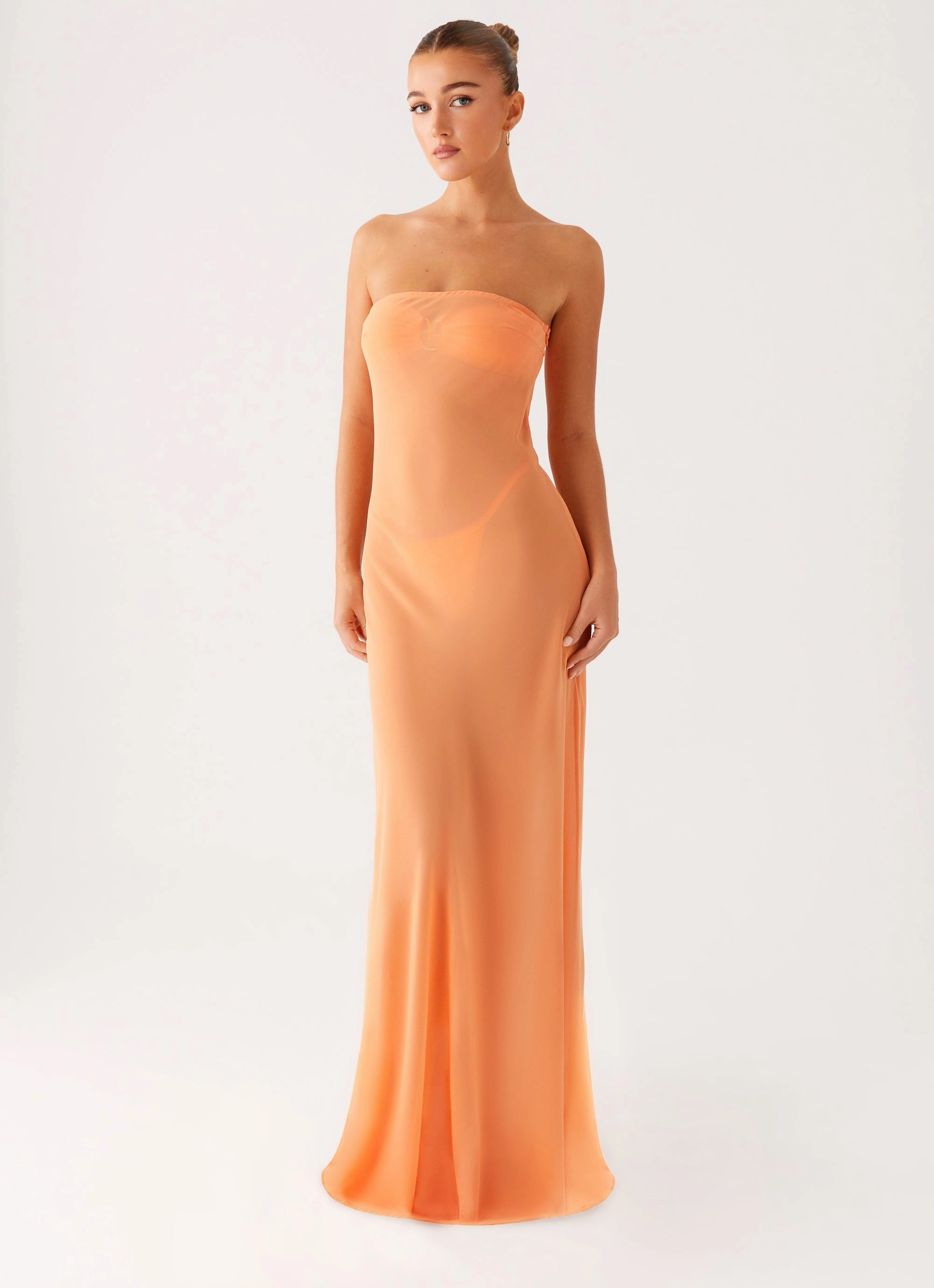 Artistic Detail Classic Appeal Mattie Strapless Maxi Dress - Orange