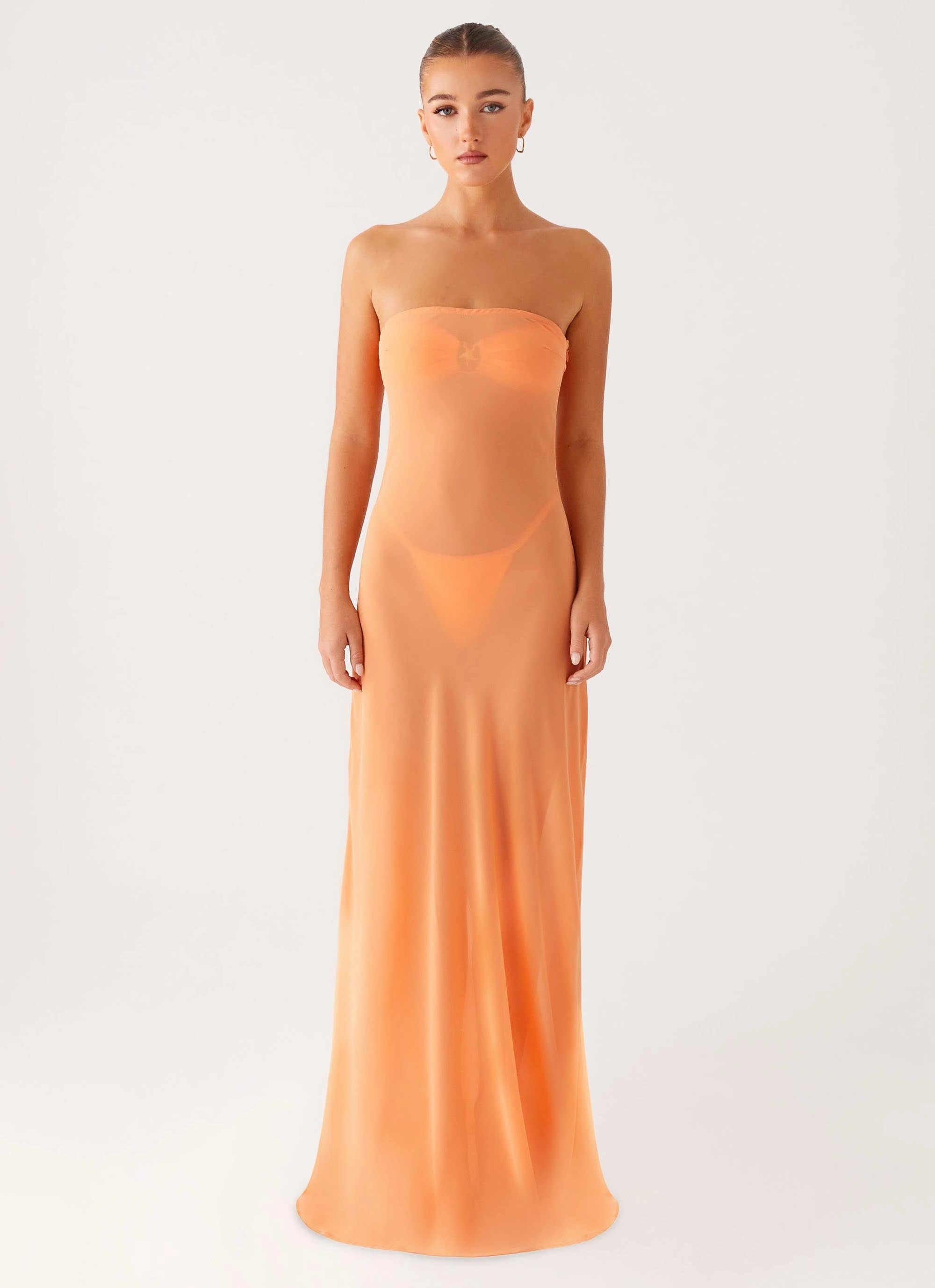 Casual Comfort Wear Mattie Strapless Maxi Dress - Orange