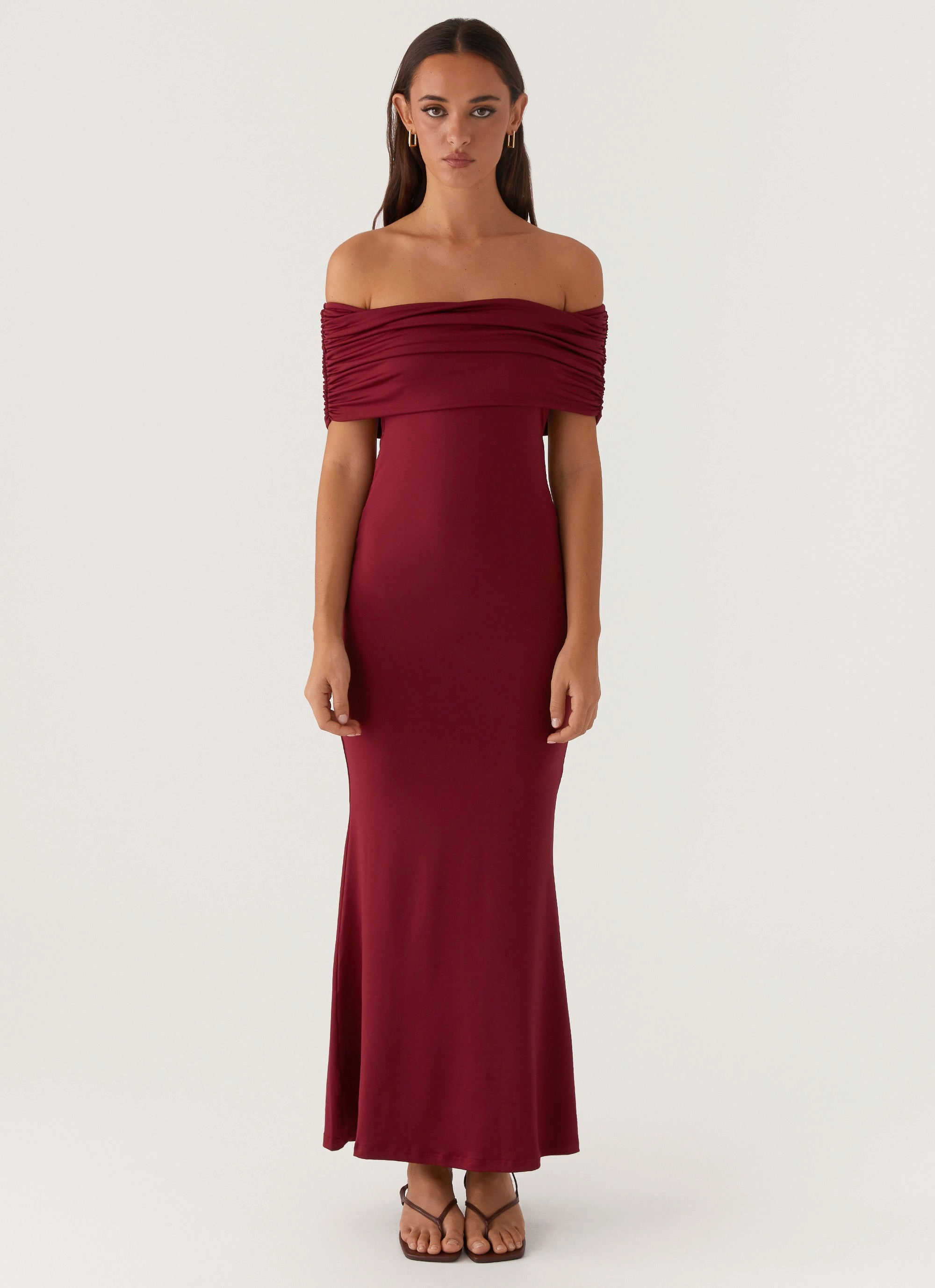 Versatile Layer Wear Soft Motion Maude Maxi Dress - Maroon