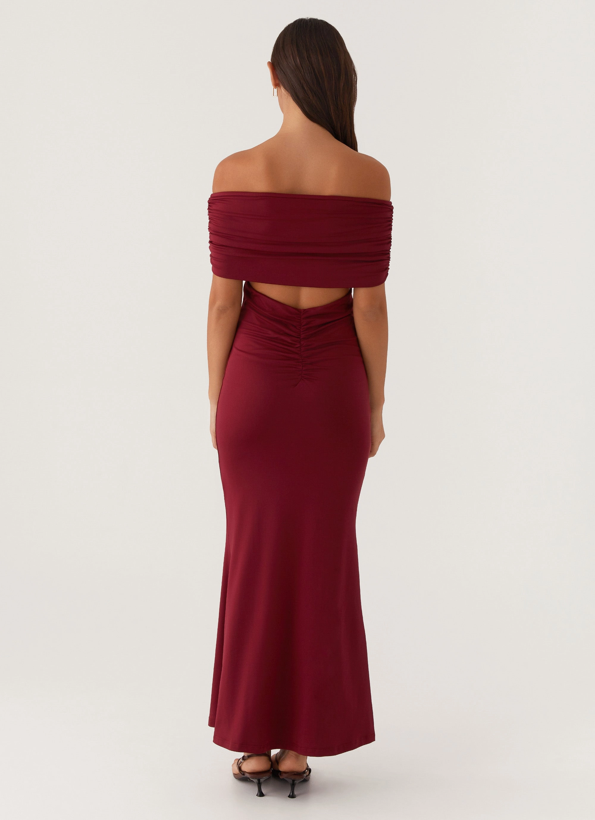 Patterned-Fabric Maude Maxi Dress - Maroon