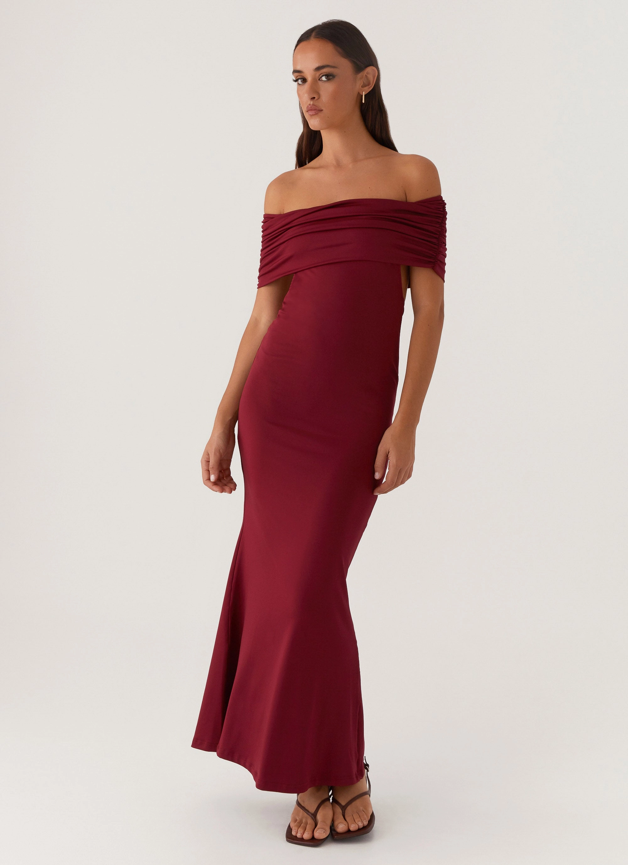 Maude Maxi Dress - Maroon Airy Weave Stylish Choice