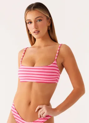 Colorfast Fabric Holiday Collection Mauritius Bikini Top - Pink Stripe