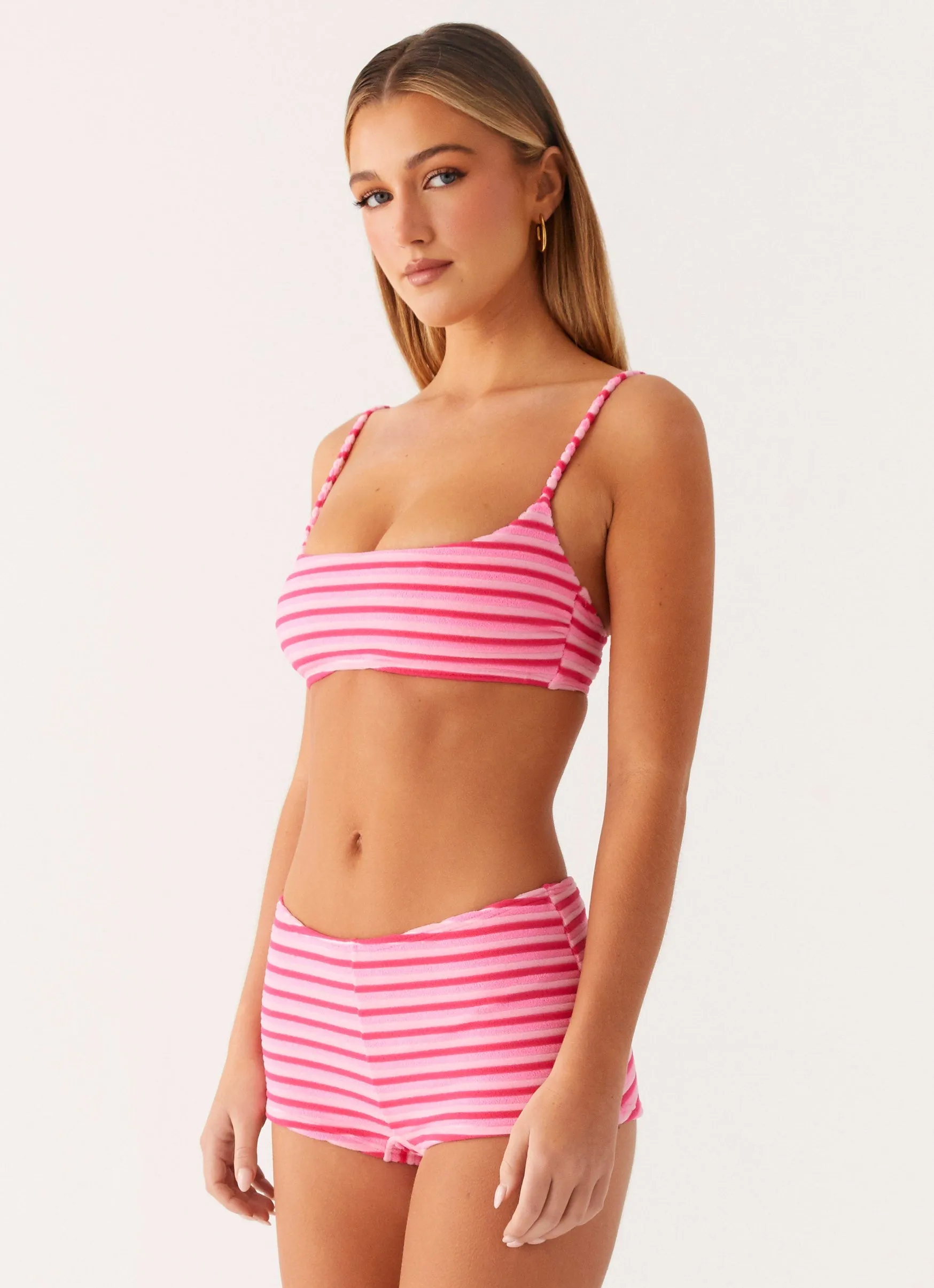 Mauritius Swim Short - Pink Stripe Bonded Seamless Edge