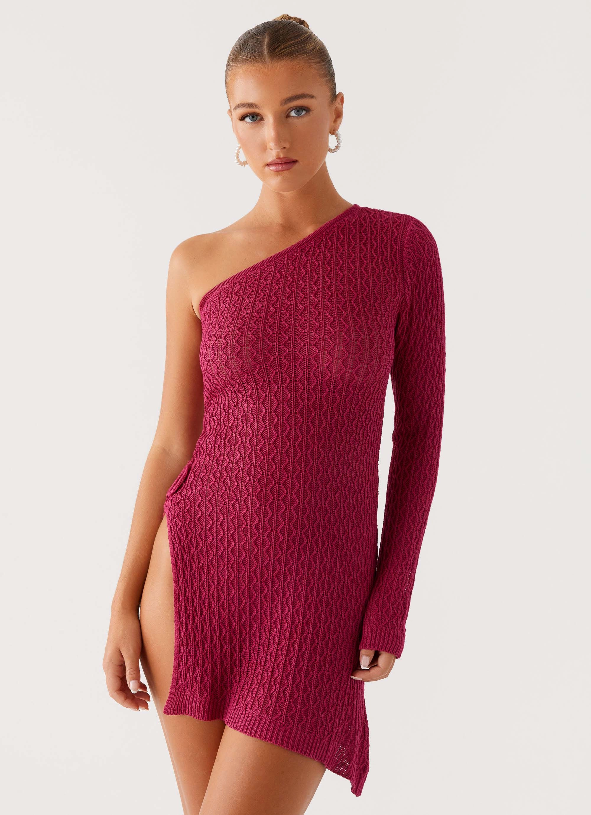 Medda Knit Mini Dress - Hot Pink Satin Soft Timeless Comfort Wear