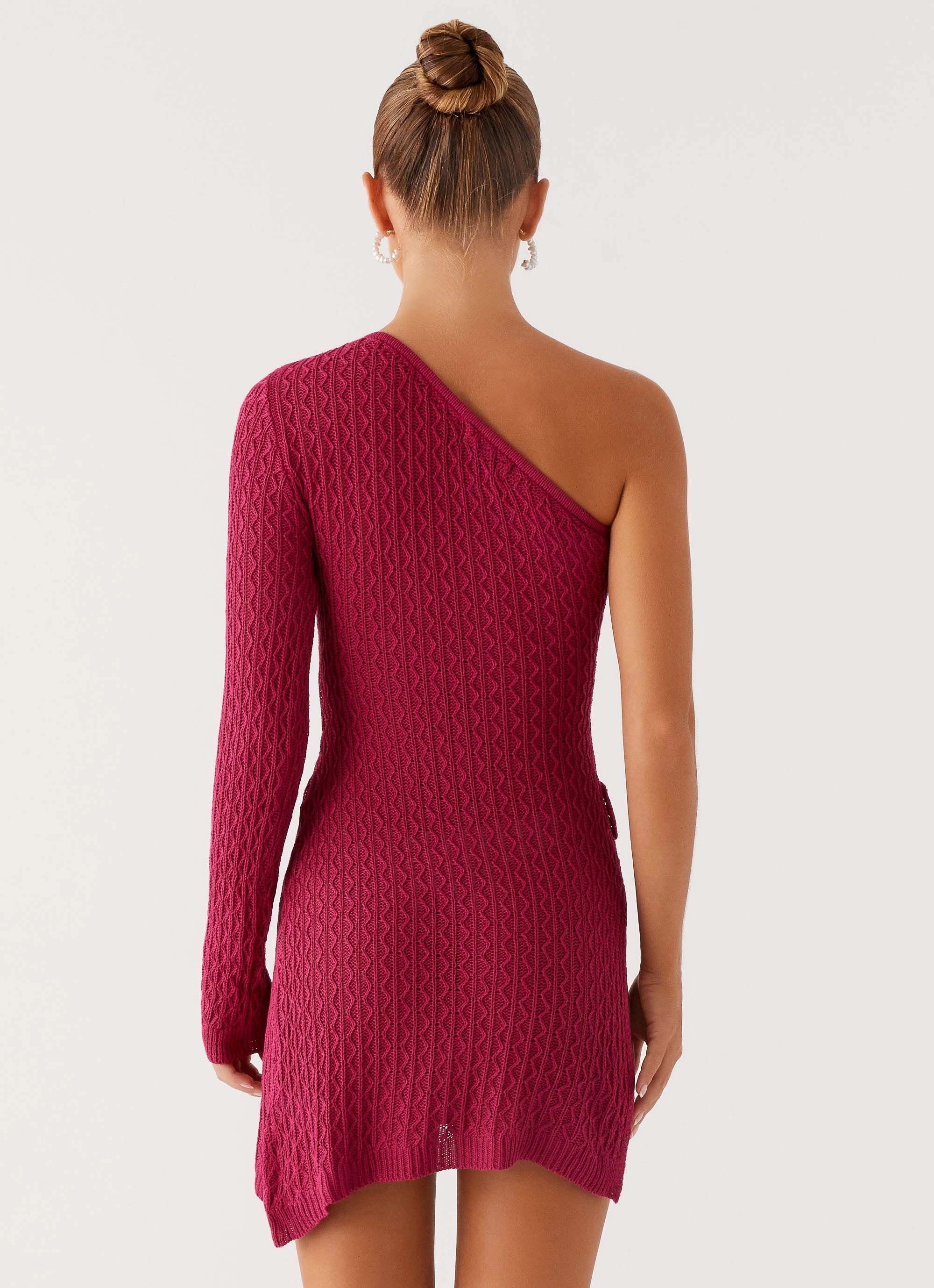 Back Detail Medda Knit Mini Dress - Hot Pink
