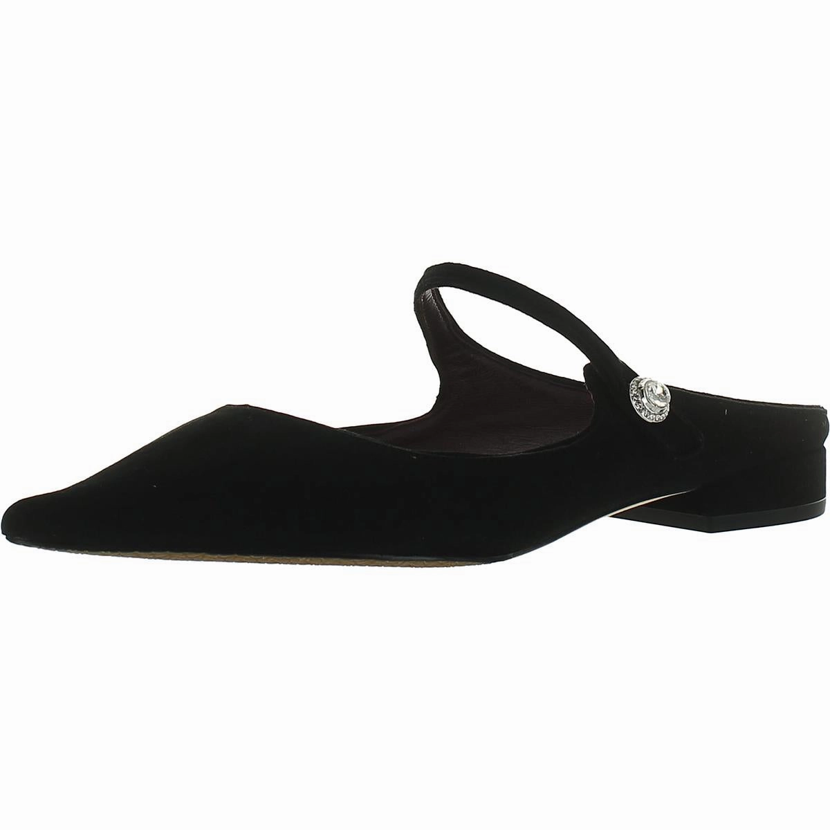 Meg Womens Suede Flat Mules Contoured Footbed