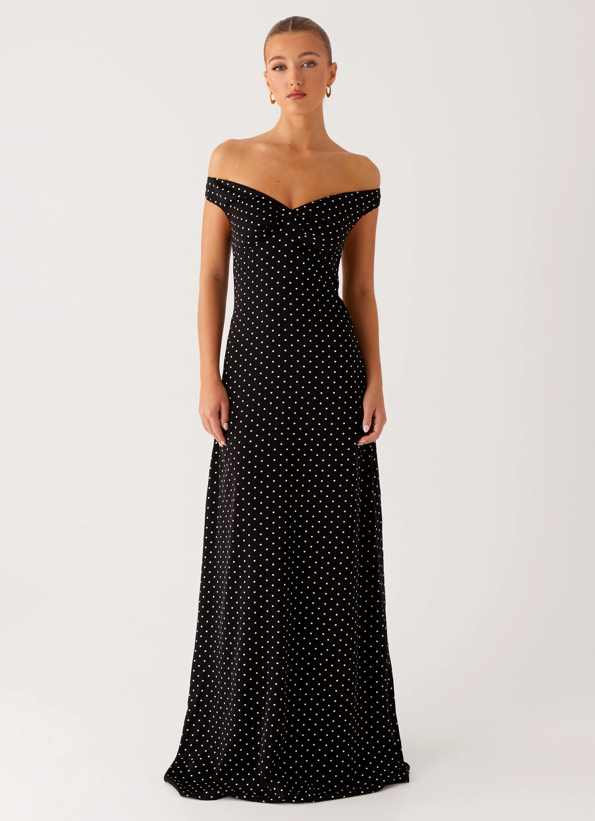 Work Vibe Melany Maxi Dress - Black Polka Dot