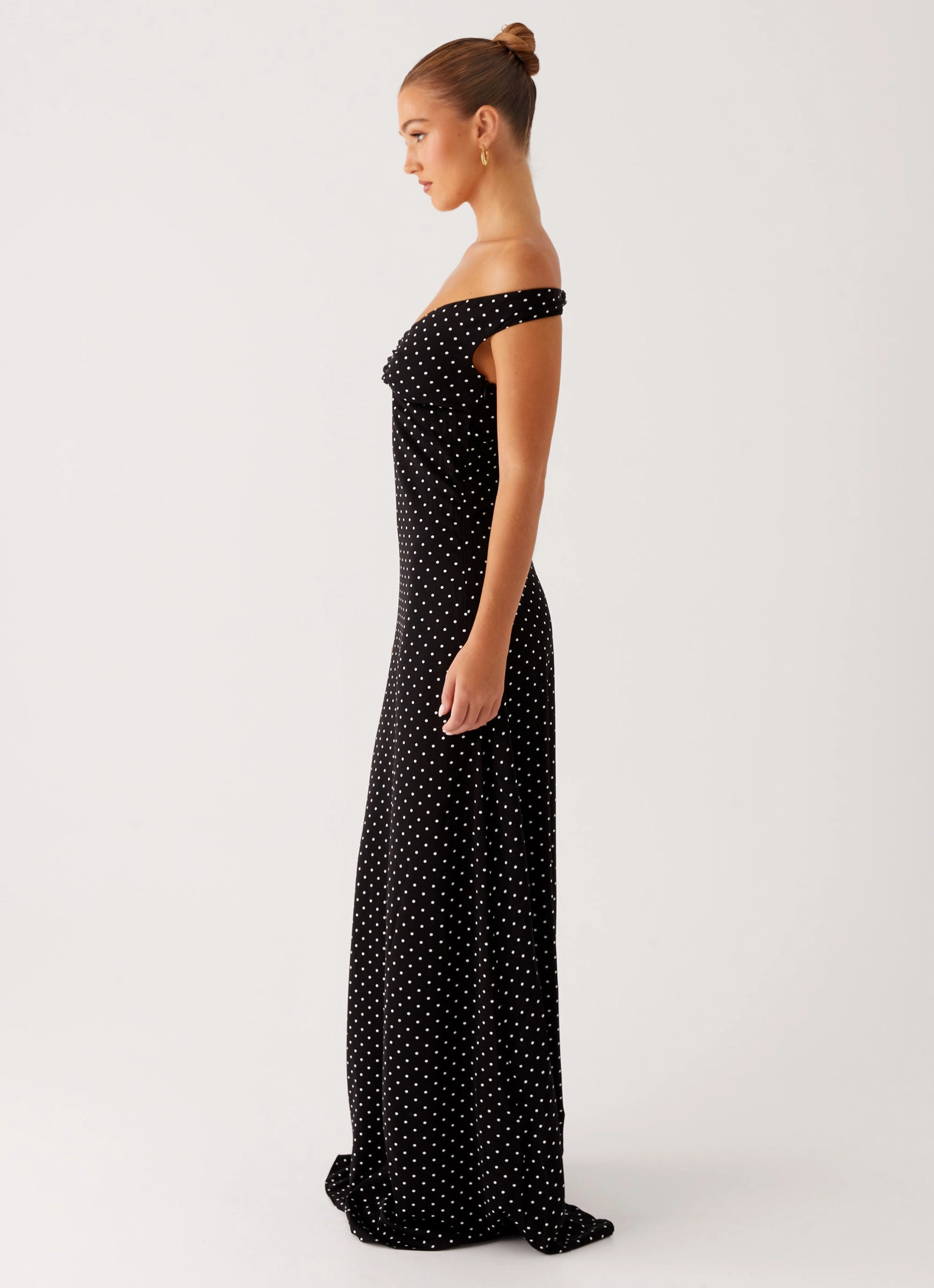 Melany Maxi Dress - Black Polka Dot Office Smart Fresh Style