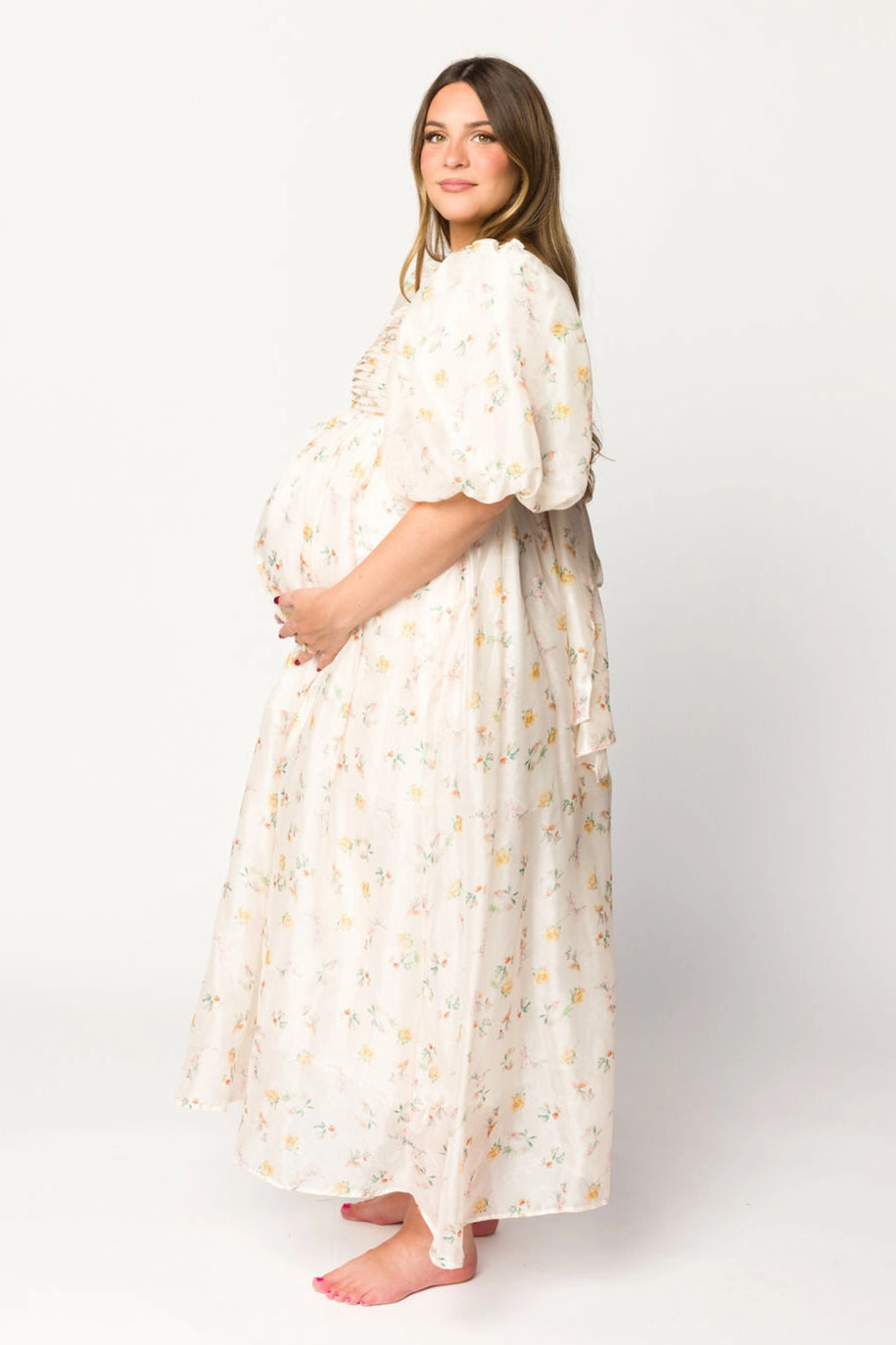 Melody Maxi Dress with Pleats and Bow Detail in Yellow Rose Floral - Bump Friendly & Inclusive Sizing (S-3XL) *Final-Sale* Comfortable outdoor wear