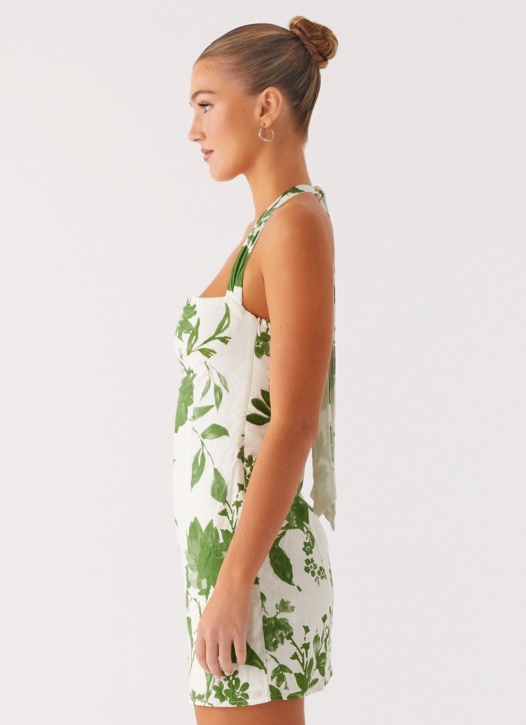 Melora Mini Dress - Verdant Bloom Tailored-fit Statement Mood