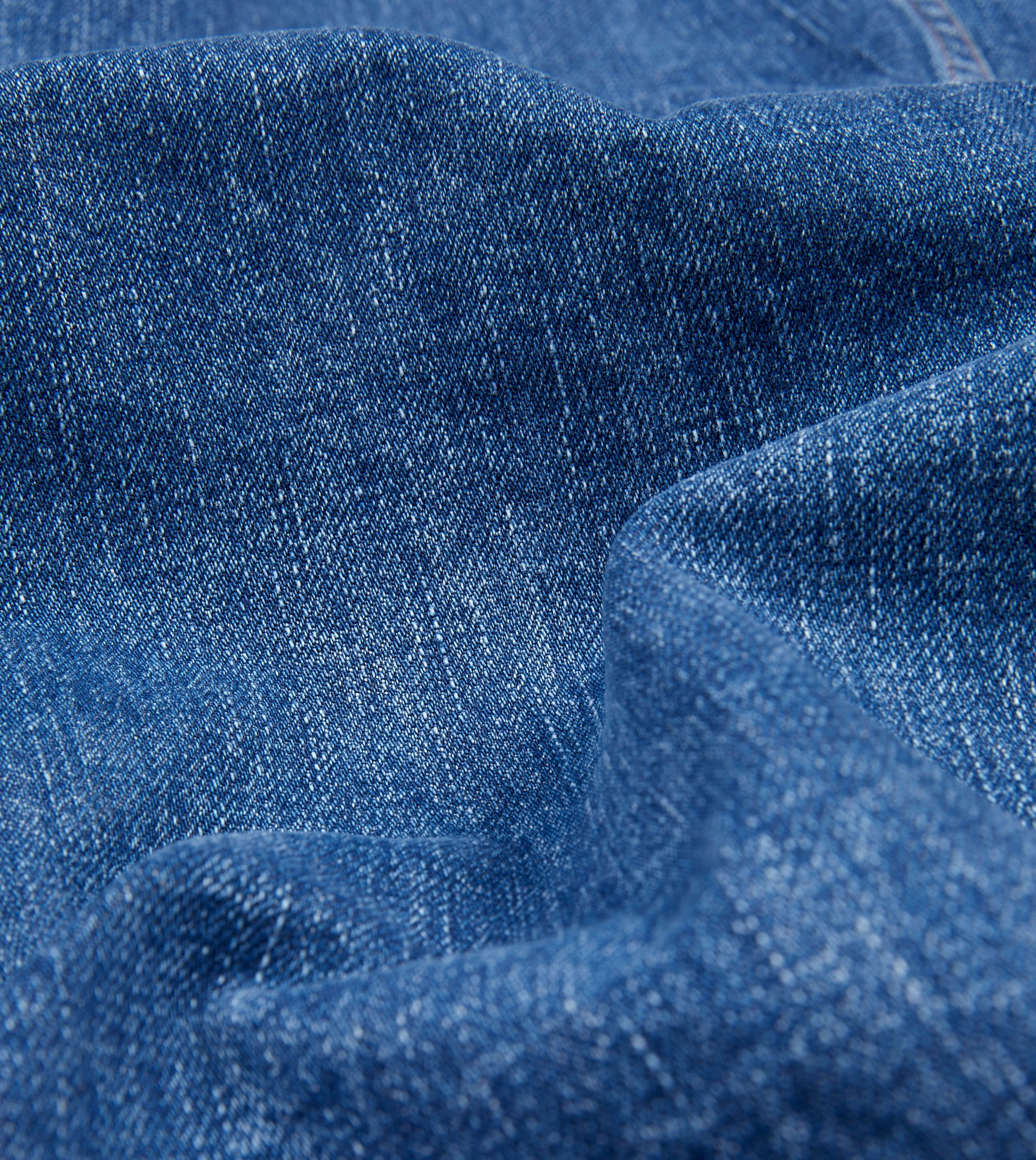 Bleach Wash Selvedge Denim Five-Pocket Chore Jacket Double Layer Design