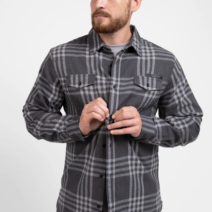 Hemmed Doctor Men's GS Plaid Flannel - Gray