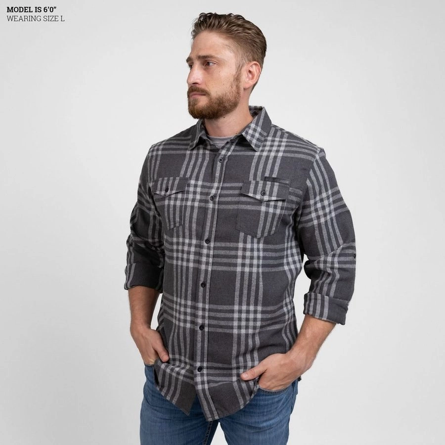 Men's GS Plaid Flannel - Gray Halloween Elegant Appearance