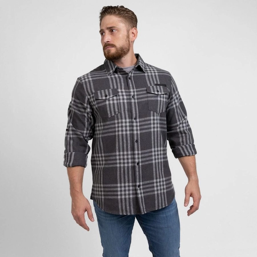 Machine Washable Construction Men's GS Plaid Flannel - Gray