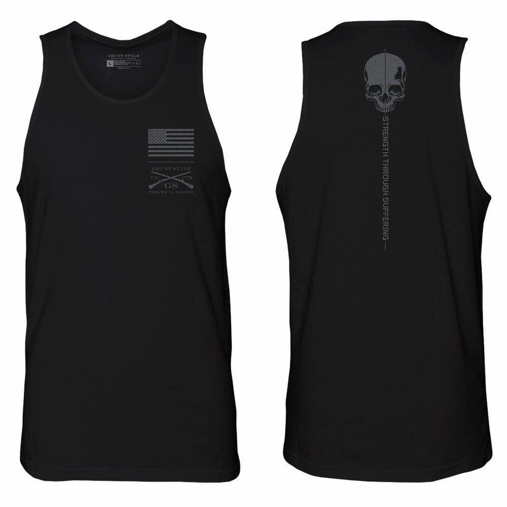 Layered Airflow System V Neckline Options Men's Strength Through Suffering Tank - Black