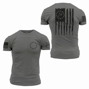 Betsy Rifle Flag T-Shirt - Heavy Metal Reinforced Collar Outdoor Sports