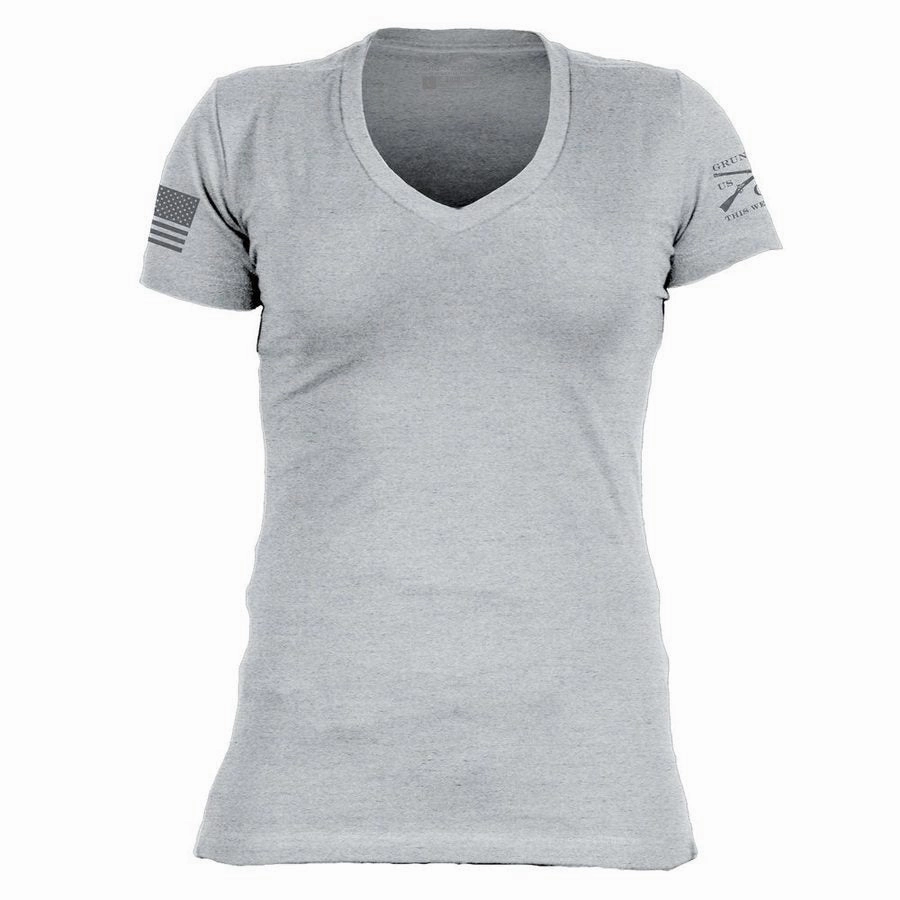 Basic T-Shirt Women's V-Neck - Dark Heather Gray Eco friendly materials