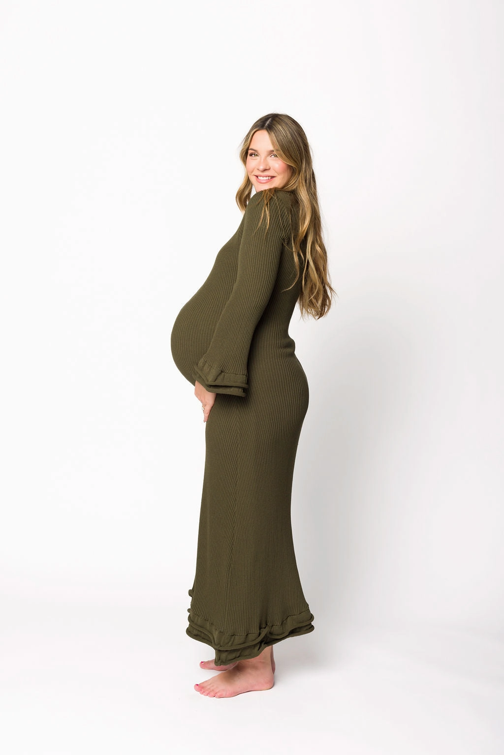 Arlet Dress in Olive - Bump Friendly Relaxed Comfort Look